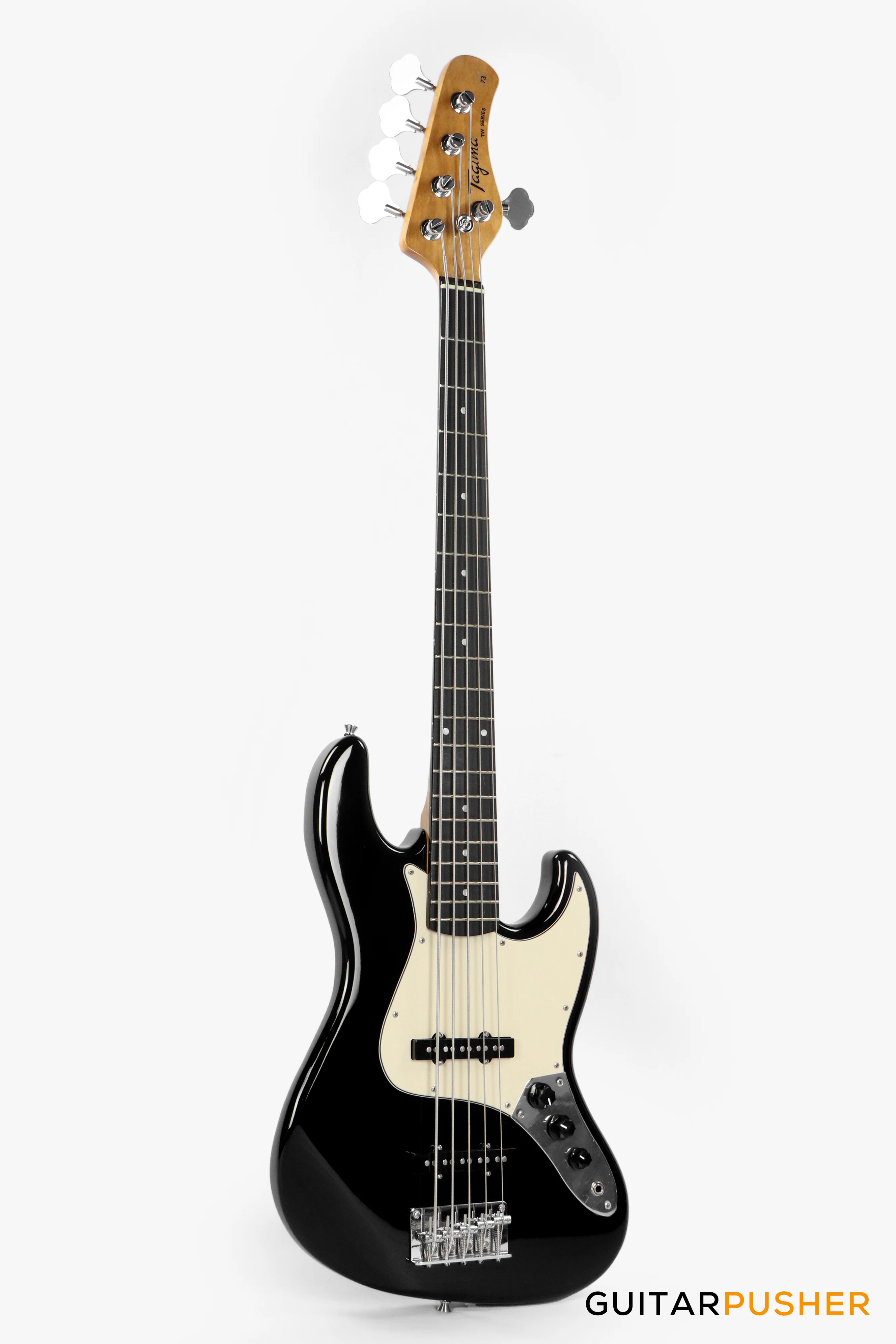 Tagima TW-73 '73 5-String Jazz Bass Black (Rosewood Fingerboard / Alpine White Pickguard) - Image 4