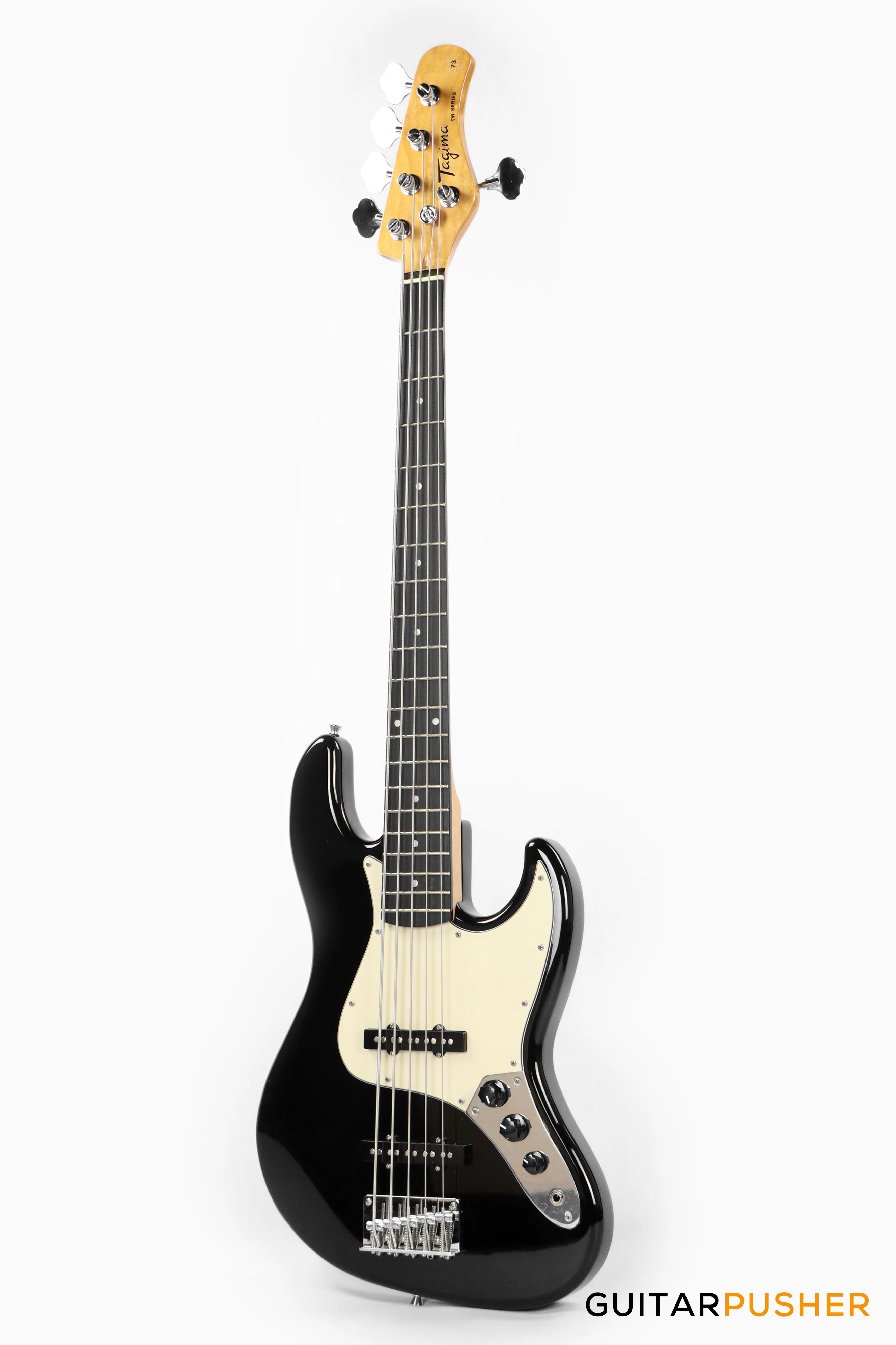 Tagima TW-73 '73 5-String Jazz Bass Black (Rosewood Fingerboard / Alpine White Pickguard) - Image 7