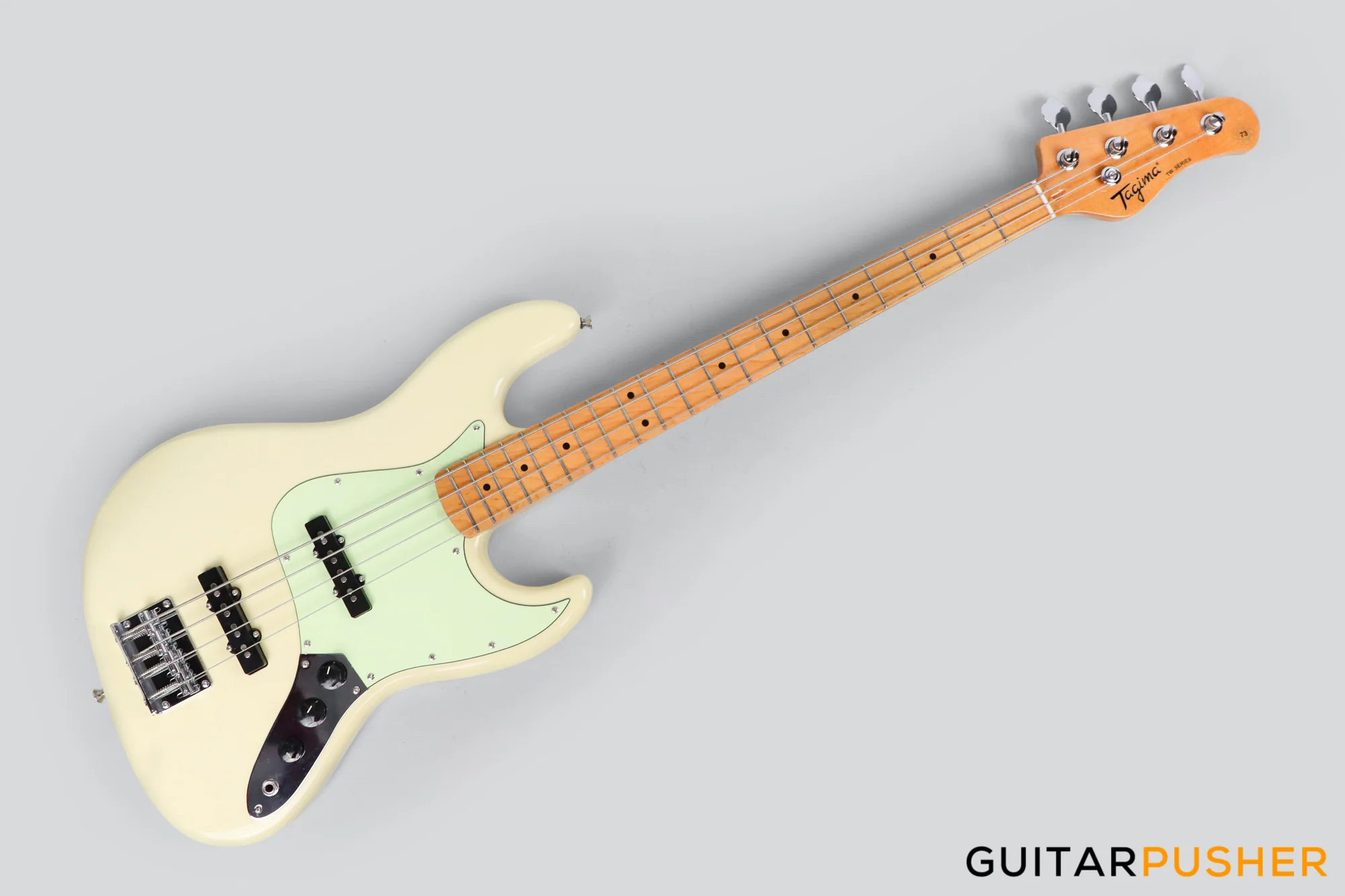 Tagima TW-73 JB Bass 4-String - Vintage White (Maple Fingerboard/Mint Green Pickguard) - Image 6