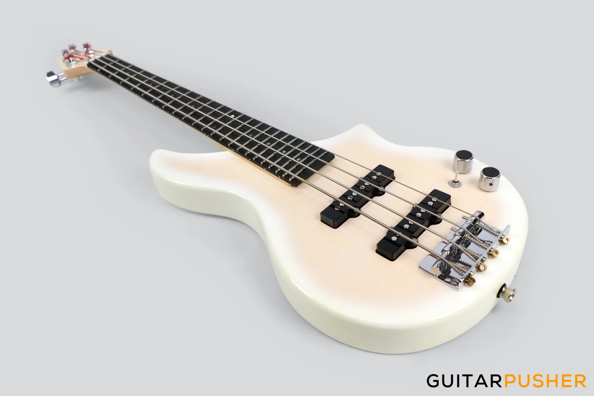 Tiny Boy Bass JB Type Series Flamed Maple Top 4-String JB Bass with Gigbag - Transwhite - Image 10
