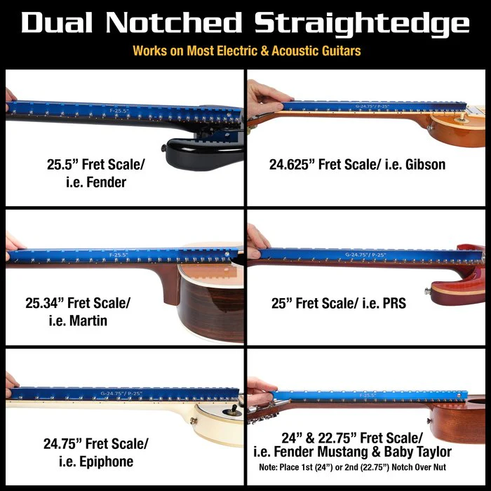 MusicNomad Tri-Beam 3 'n 1 Dual Notched Straight Edge & Precision Straight Edge for Acoustic & Electric Guitars MN821 - Image 4