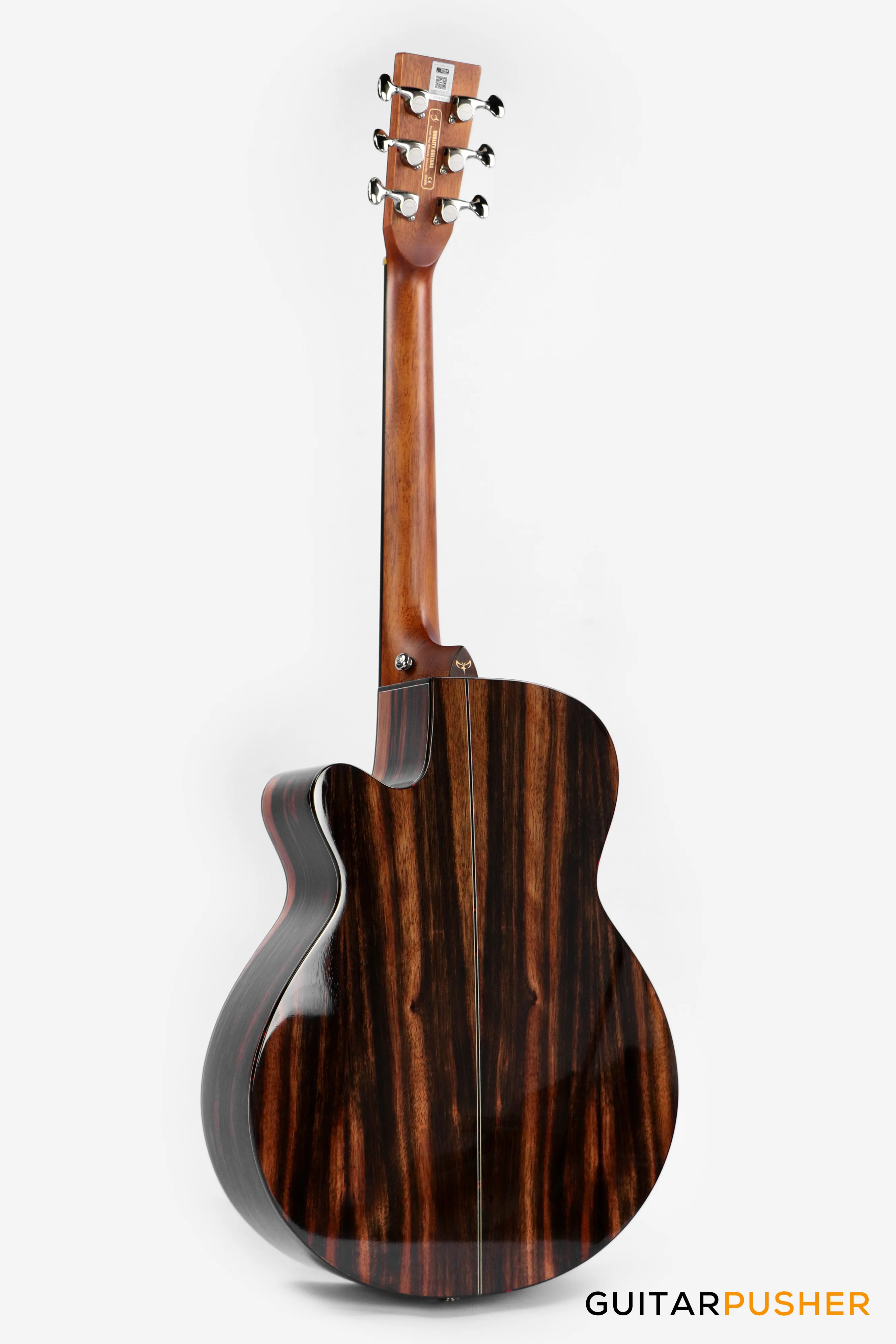 Tyma A1 Custom-ZL Solid Mahogany Top Striped Ebony OM Acoustic-Electric Guitar with OS1 Pickup - Image 5