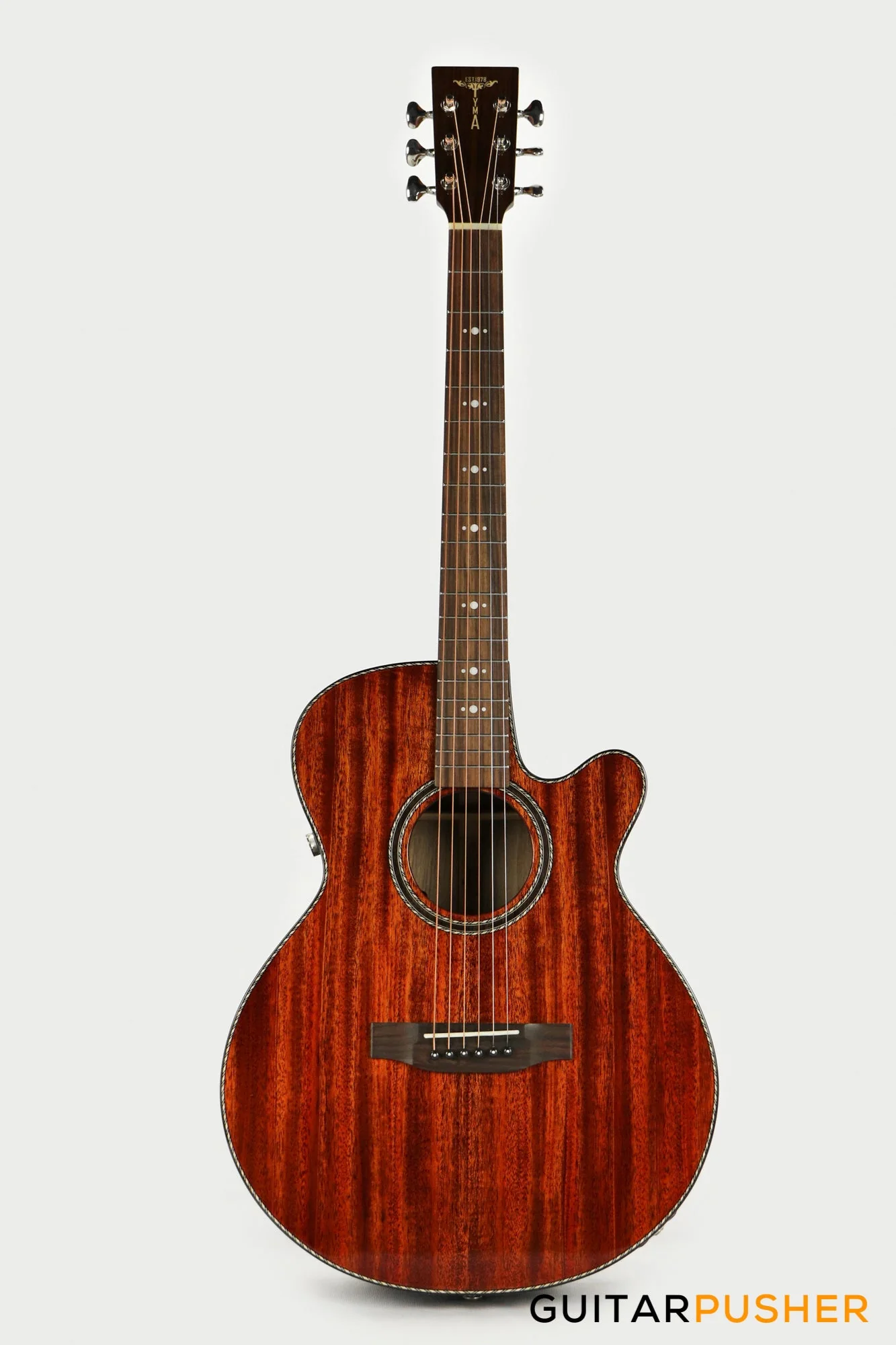 Tyma A1 Custom-ZL Solid Mahogany Top Striped Ebony OM Acoustic-Electric Guitar with T5 preamp - Image 2