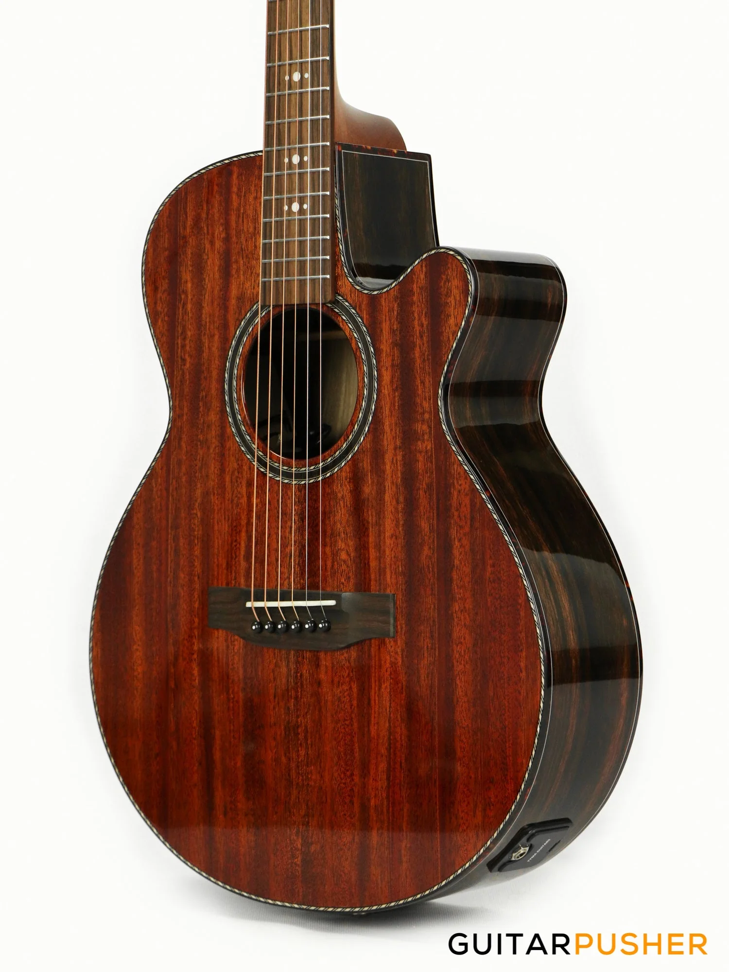 Tyma A1 Custom-ZL Solid Mahogany Top Striped Ebony OM Acoustic-Electric Guitar with T5 preamp - Image 3