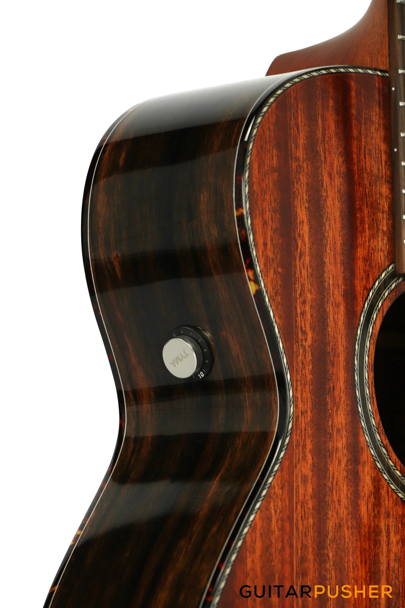 Tyma A1 Custom-ZL Solid Mahogany Top Striped Ebony OM Acoustic-Electric Guitar with T5 preamp - Image 4