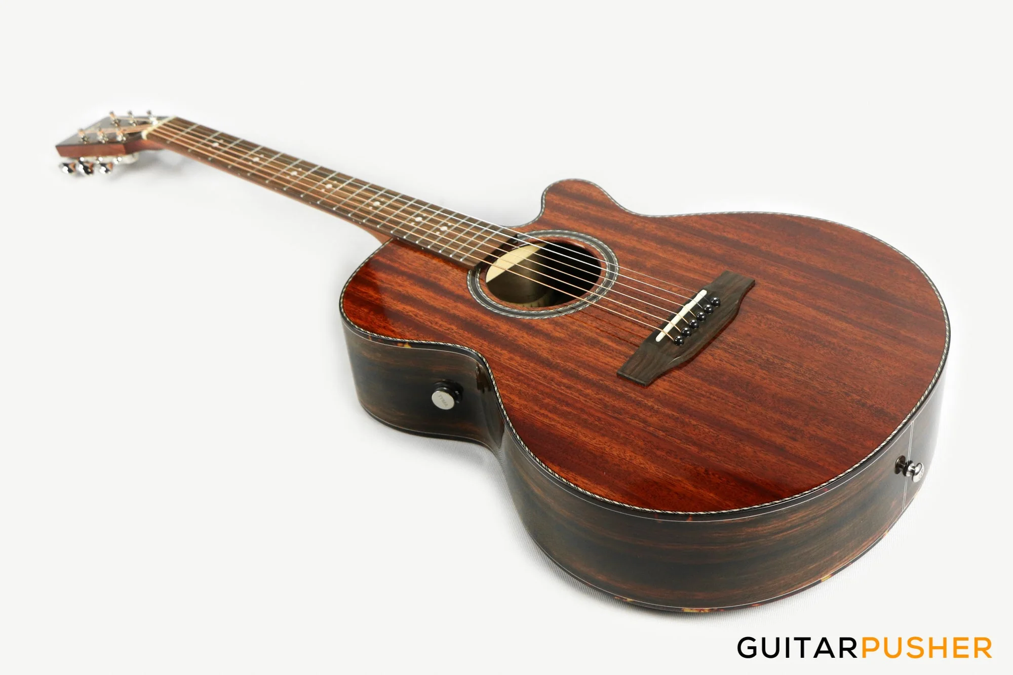 Tyma A1 Custom-ZL Solid Mahogany Top Striped Ebony OM Acoustic-Electric Guitar with T5 preamp - Image 5