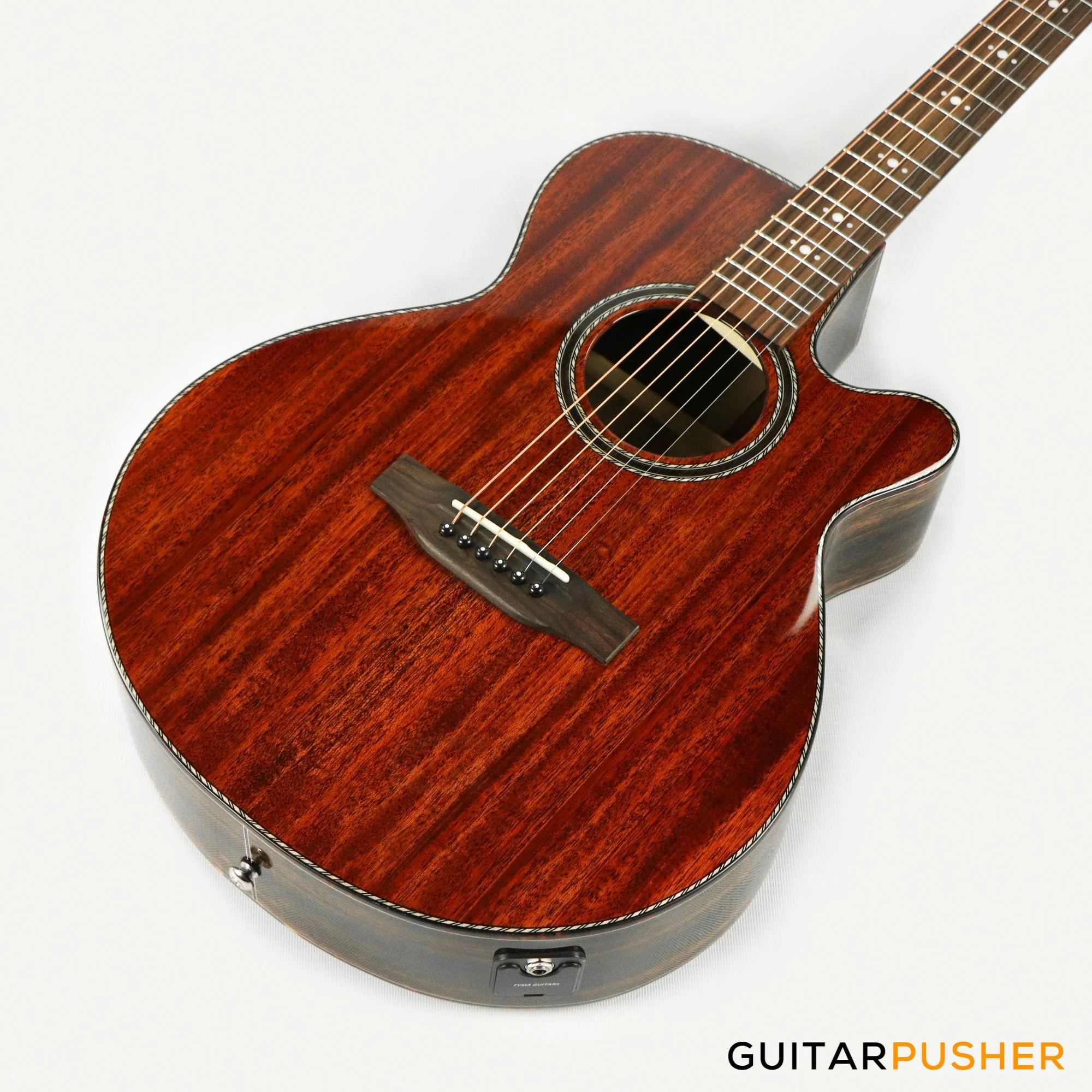 Tyma A1 Custom-ZL Solid Mahogany Top Striped Ebony OM Acoustic-Electric Guitar with T5 preamp - Image 6
