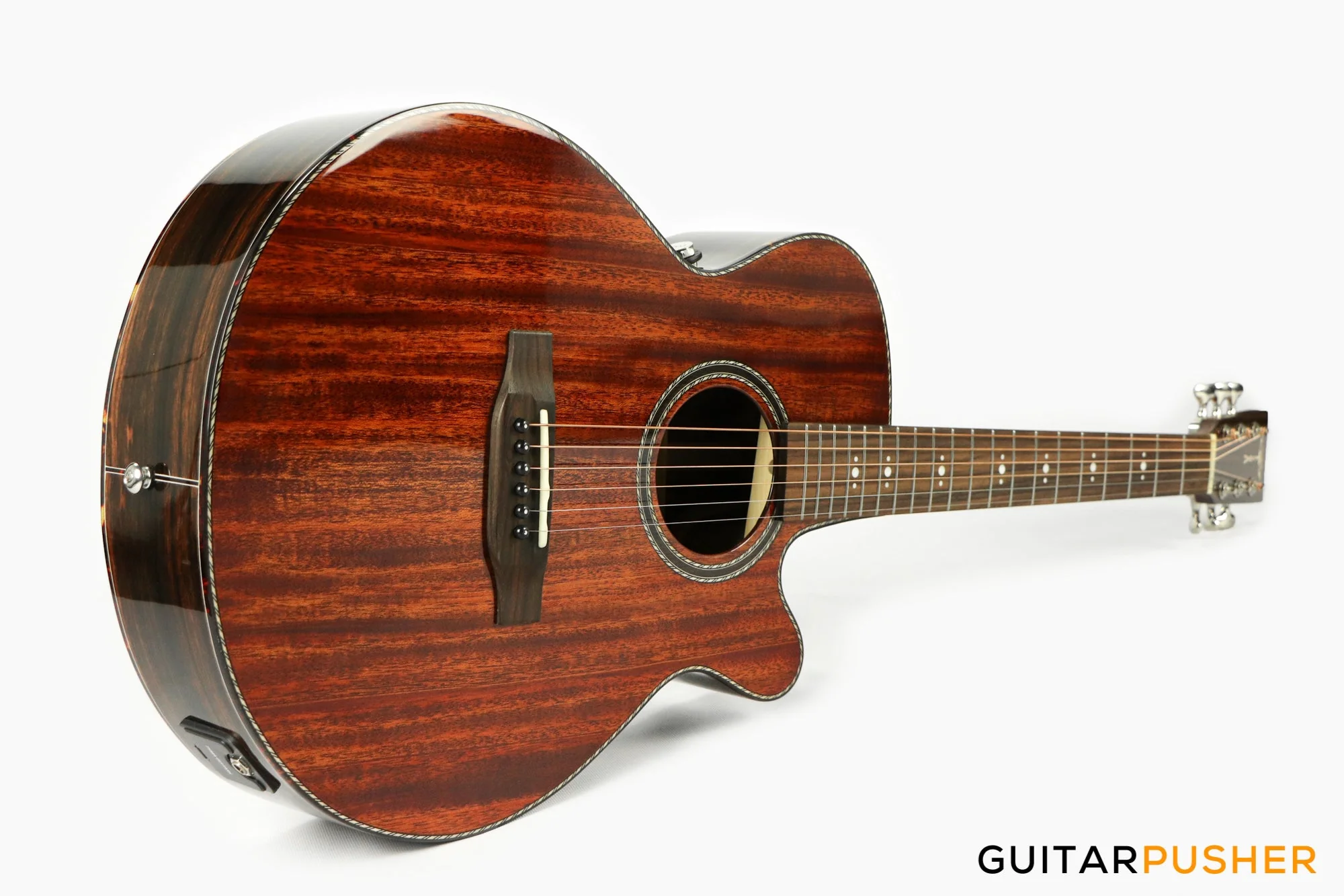 Tyma A1 Custom-ZL Solid Mahogany Top Striped Ebony OM Acoustic-Electric Guitar with T5 preamp - Image 7