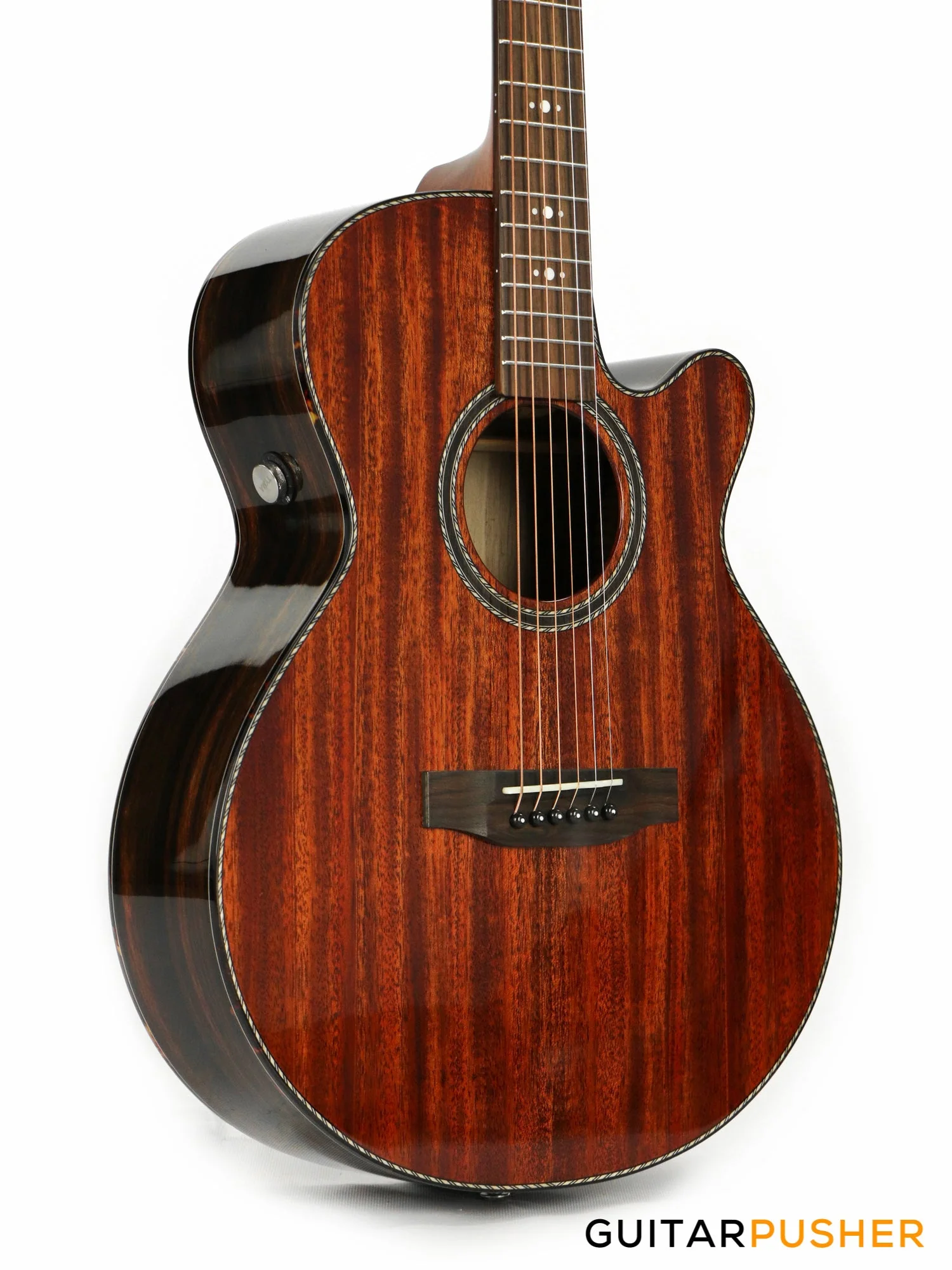 Tyma A1 Custom-ZL Solid Mahogany Top Striped Ebony OM Acoustic-Electric Guitar with T5 preamp - Image 9
