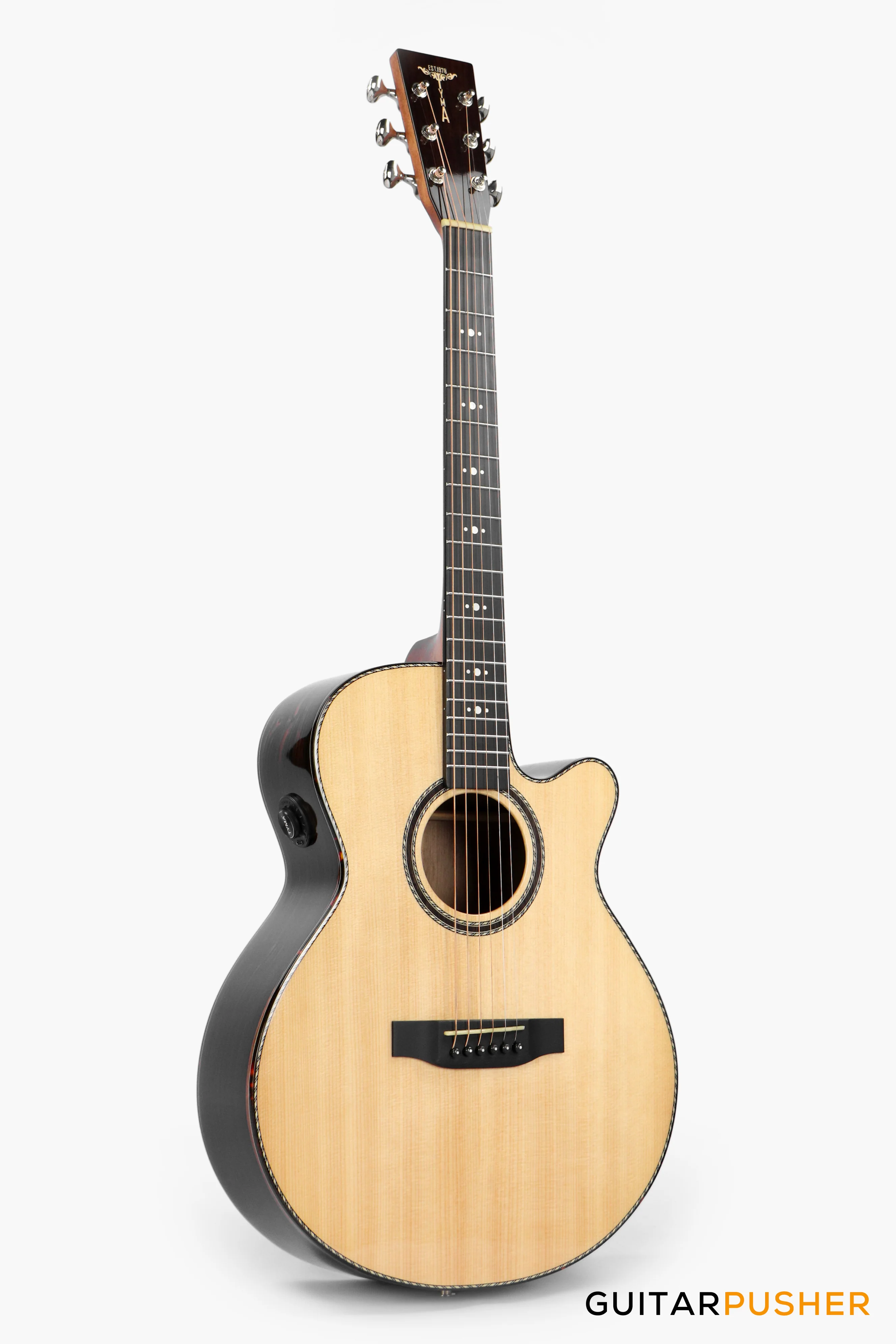 Tyma A2 Custom-ZL Solid Spruce Top Striped Ebony OM Acoustic-Electric Guitar with OS1 Pickup - Image 2
