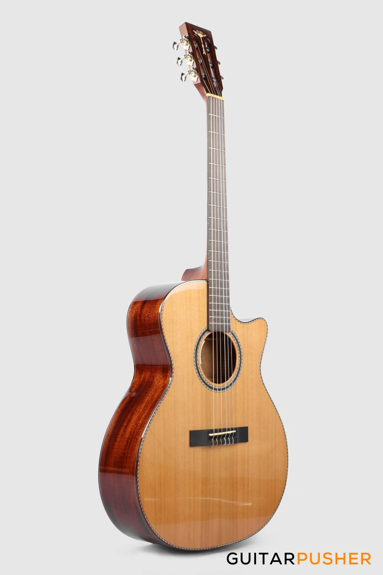 Tyma G-15E Solid Sitka Spruce Top Mahogany Auditorium Nylon String Acoustic-Electric Guitar with T-200 MAX preamp - Image 2