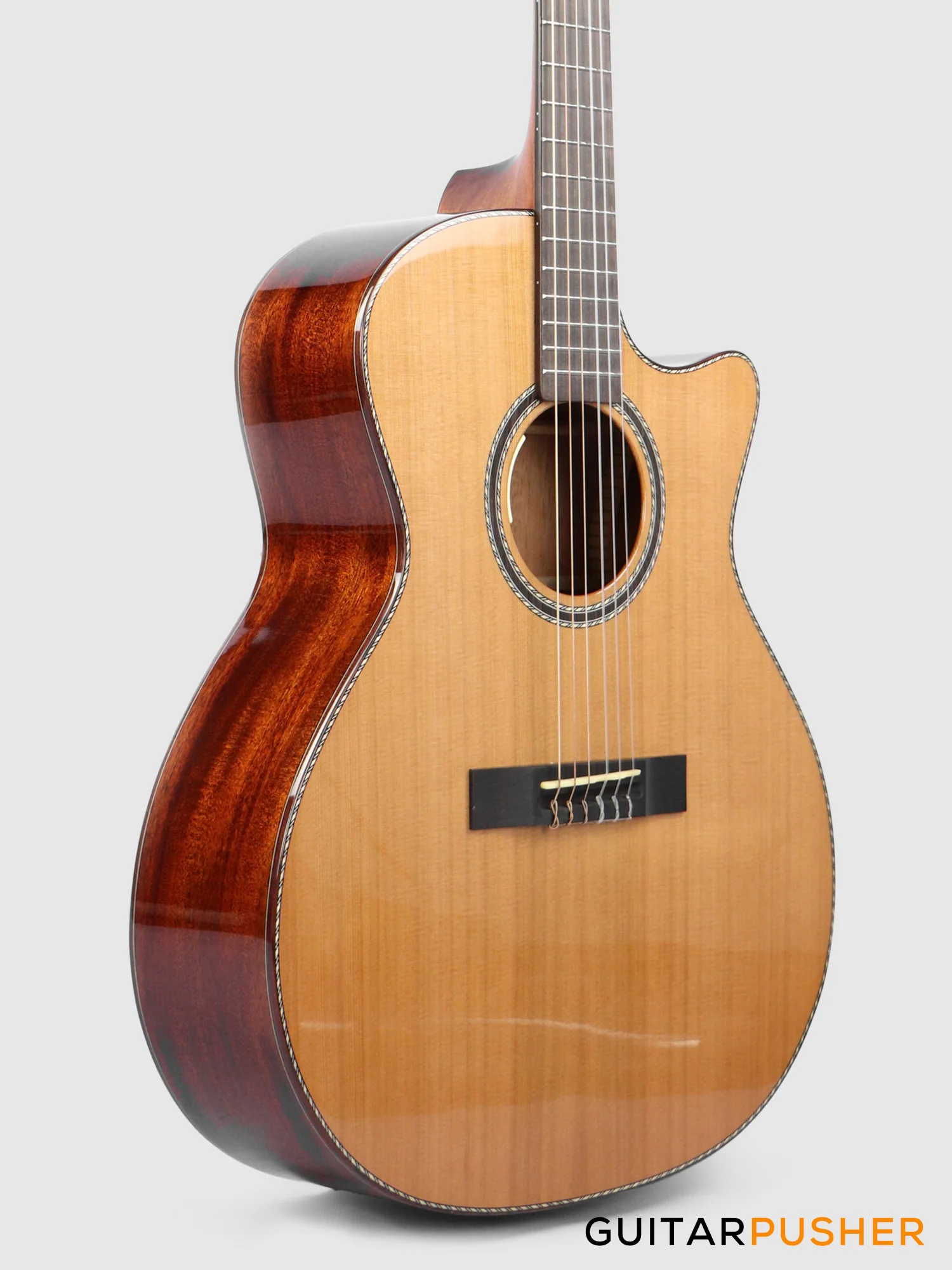 Tyma G-15E Solid Sitka Spruce Top Mahogany Auditorium Nylon String Acoustic-Electric Guitar with T-200 MAX preamp - Image 3
