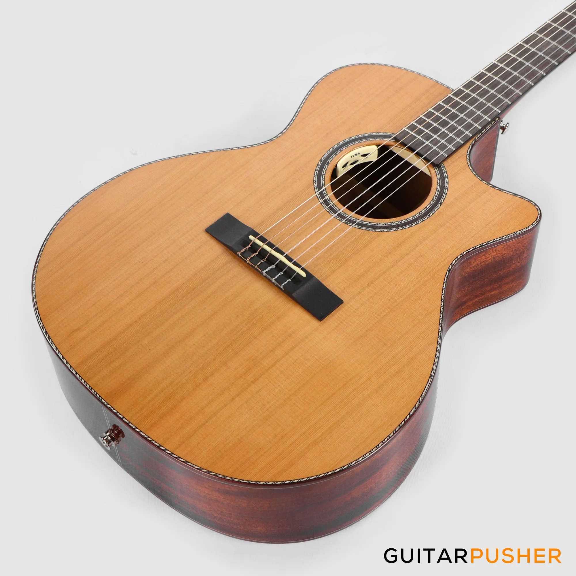 Tyma G-15E Solid Sitka Spruce Top Mahogany Auditorium Nylon String Acoustic-Electric Guitar with T-200 MAX preamp - Image 7