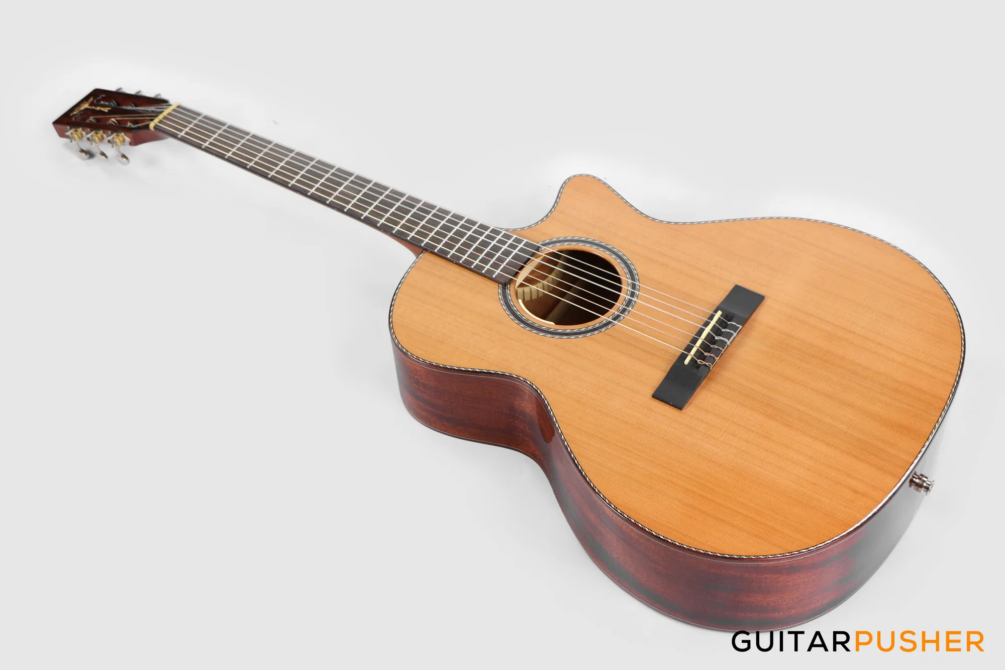 Tyma G-15E Solid Sitka Spruce Top Mahogany Auditorium Nylon String Acoustic-Electric Guitar with T-200 MAX preamp - Image 9