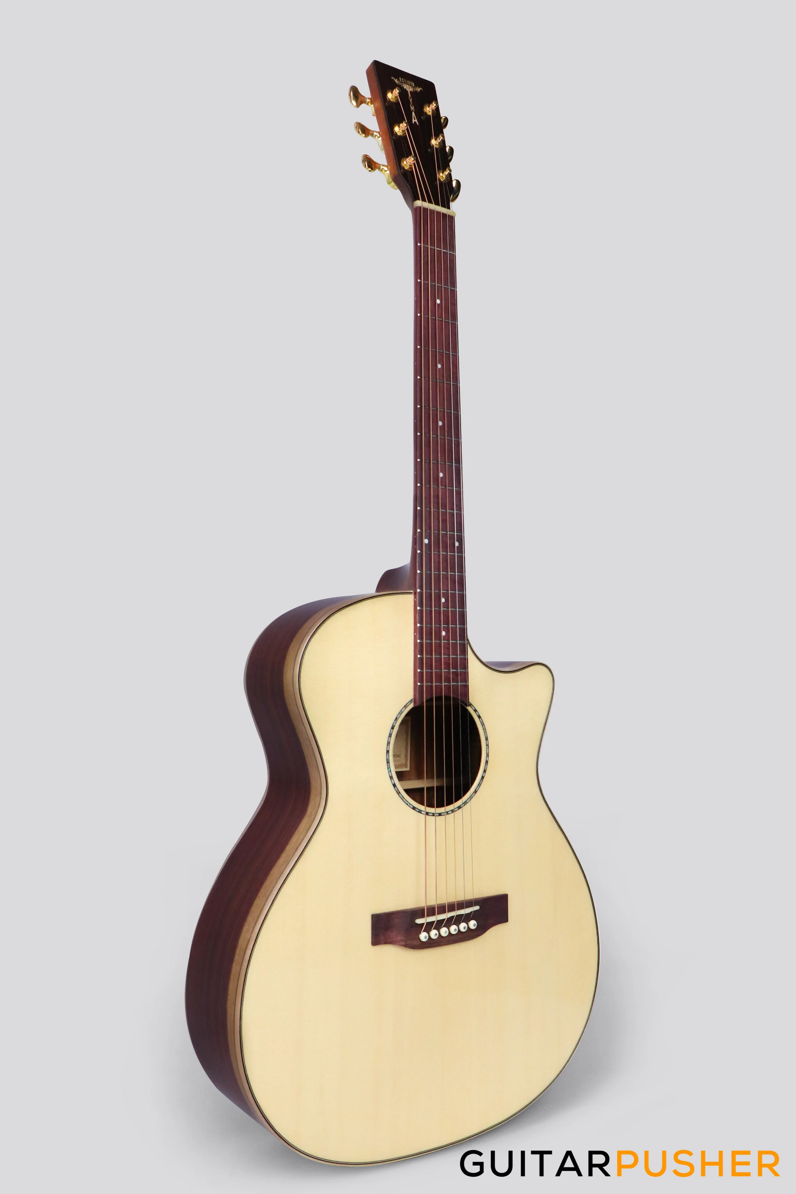 Tyma G-25E Santos Solid Engelmann Spruce Top Santos Rosewood Auditorium Acoustic-Electric Guitar with T-200 preamp - Image 4