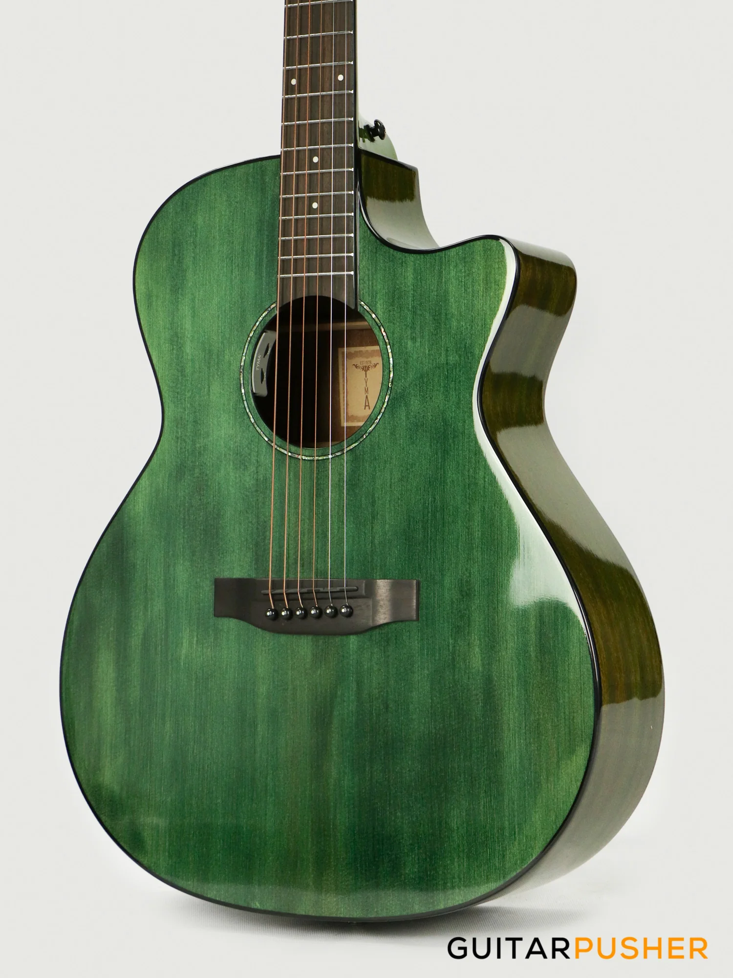 Tyma G-3 CGE Solid Sitka Spruce Top Mahogany Auditorium Acoustic-Electric Guitar with T-200 preamp (Coral Green) - Image 6