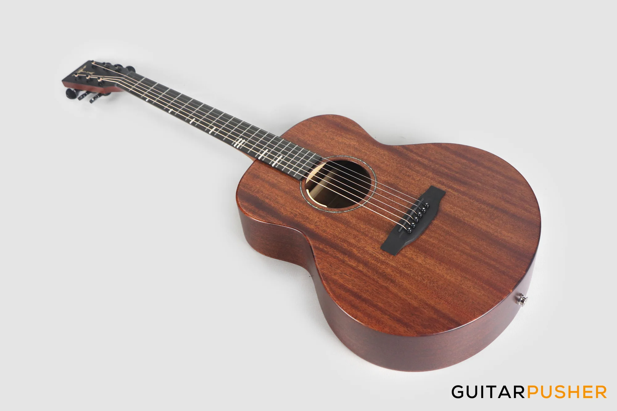 Tyma HM-350ME Solid Mahogany Top Mahogany Mini Jumbo Acoustic-Electric Guitar with T-200 MAX preamp - Image 11