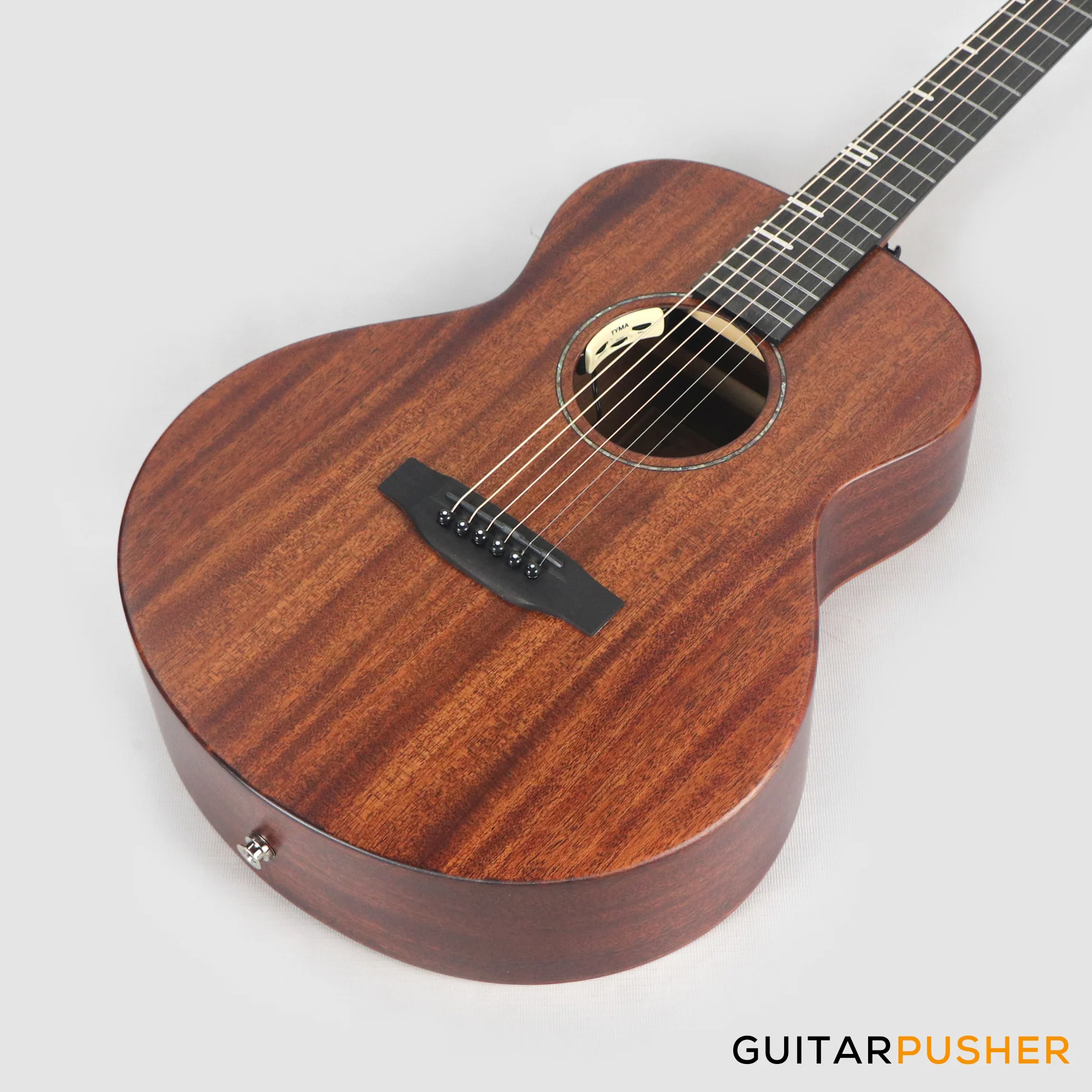 Tyma HM-350ME Solid Mahogany Top Mahogany Mini Jumbo Acoustic-Electric Guitar with T-200 MAX preamp - Image 12