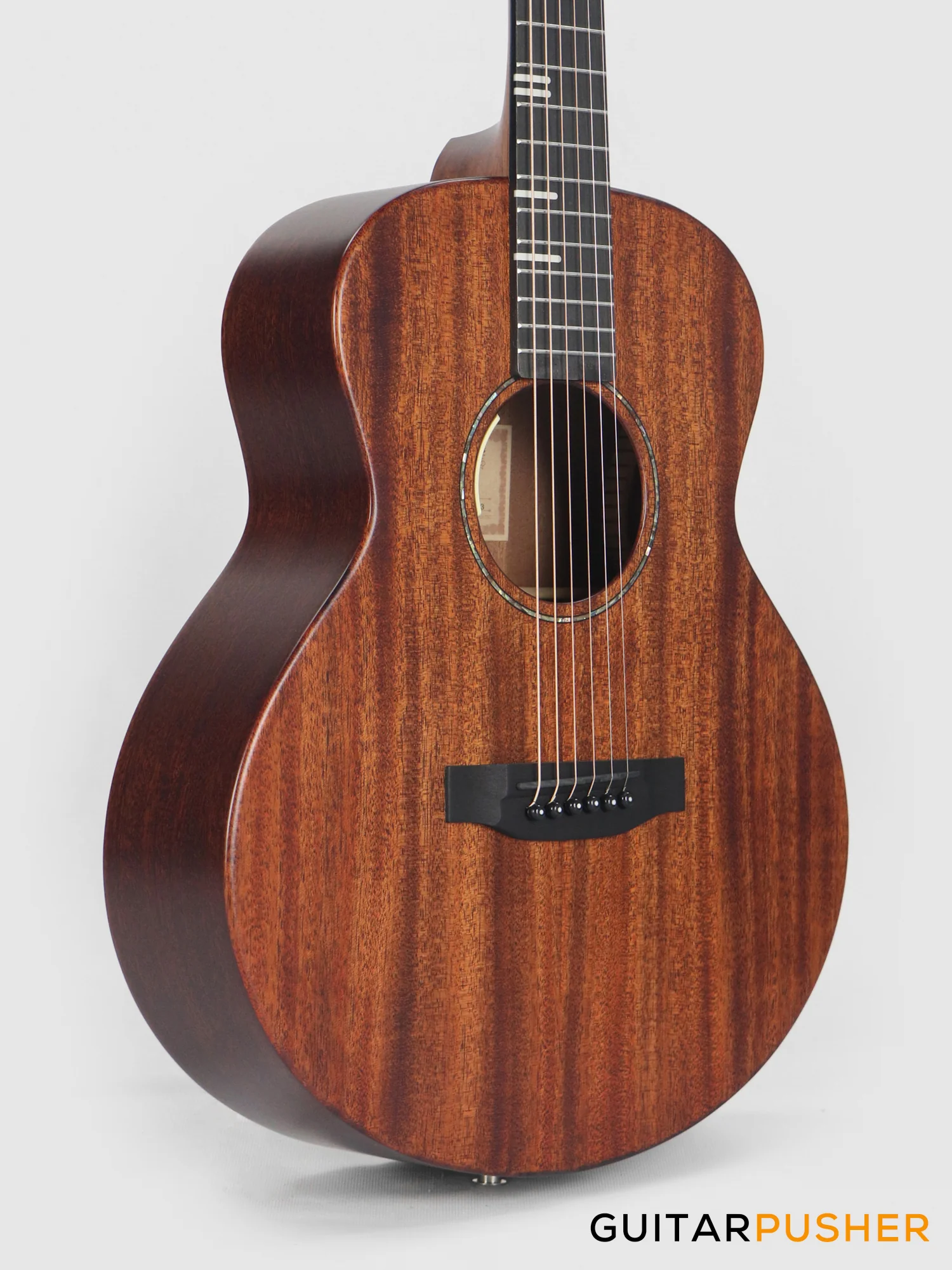 Tyma HM-350ME Solid Mahogany Top Mahogany Mini Jumbo Acoustic-Electric Guitar with T-200 MAX preamp - Image 6
