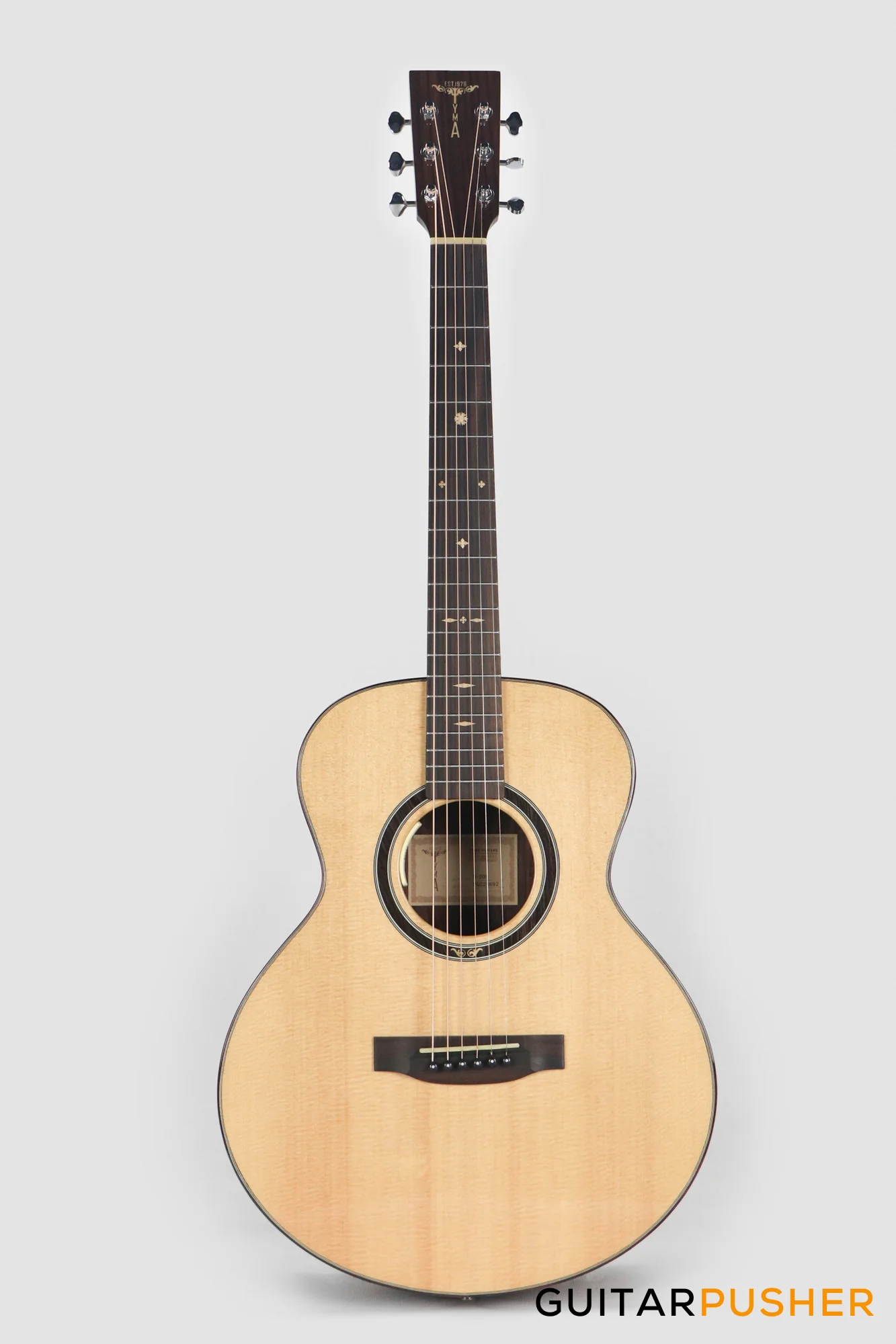 Tyma M-20SE Solid Spruce Top Indian Rosewood Mini Jumbo Acoustic-Electric Guitar with T-200 MAX preamp - Image 2