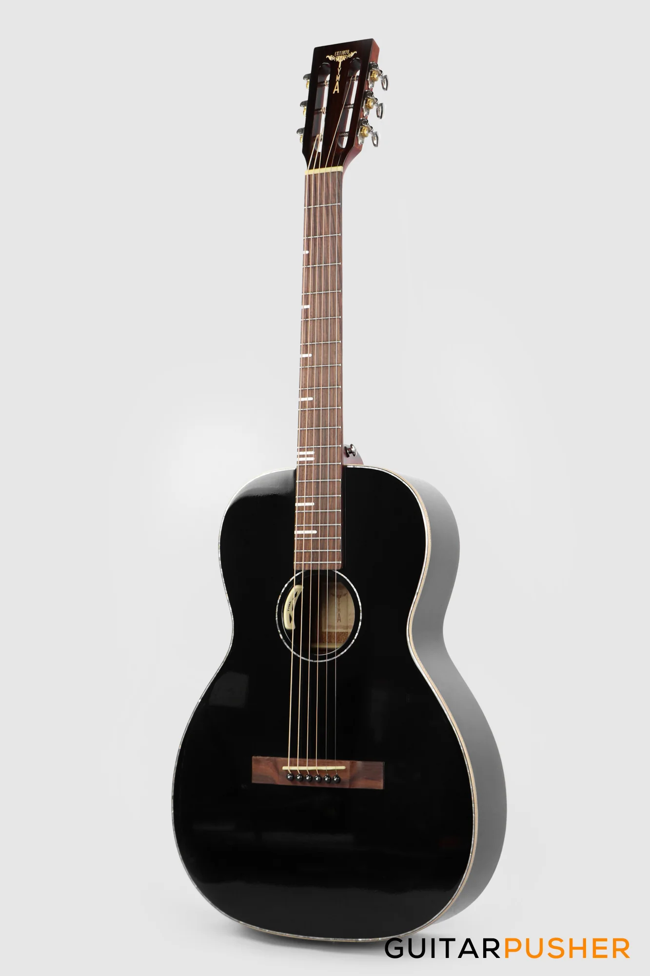 Tyma P-18E BK Solid Top 00 Parlor Acoustic-Electric Guitar with T-200 MAX preamp - Image 3