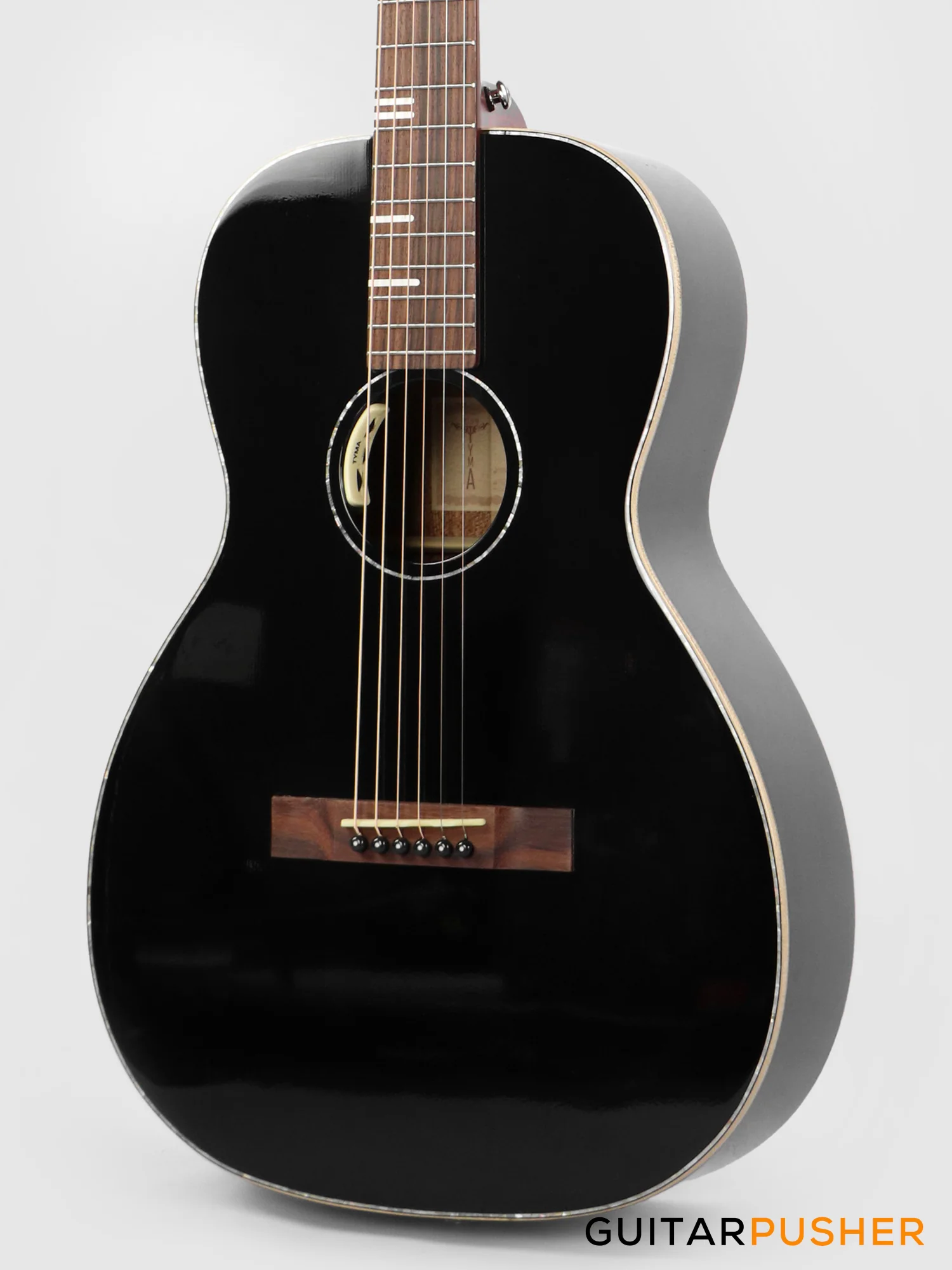 Tyma P-18E BK Solid Top 00 Parlor Acoustic-Electric Guitar with T-200 MAX preamp - Image 4
