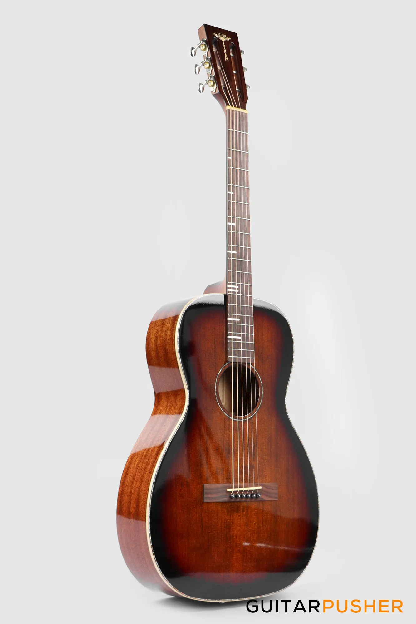 Tyma P-18E BRS Solid Top 00 Parlor Acoustic-Electric Guitar with T-200 MAX preamp - Image 3