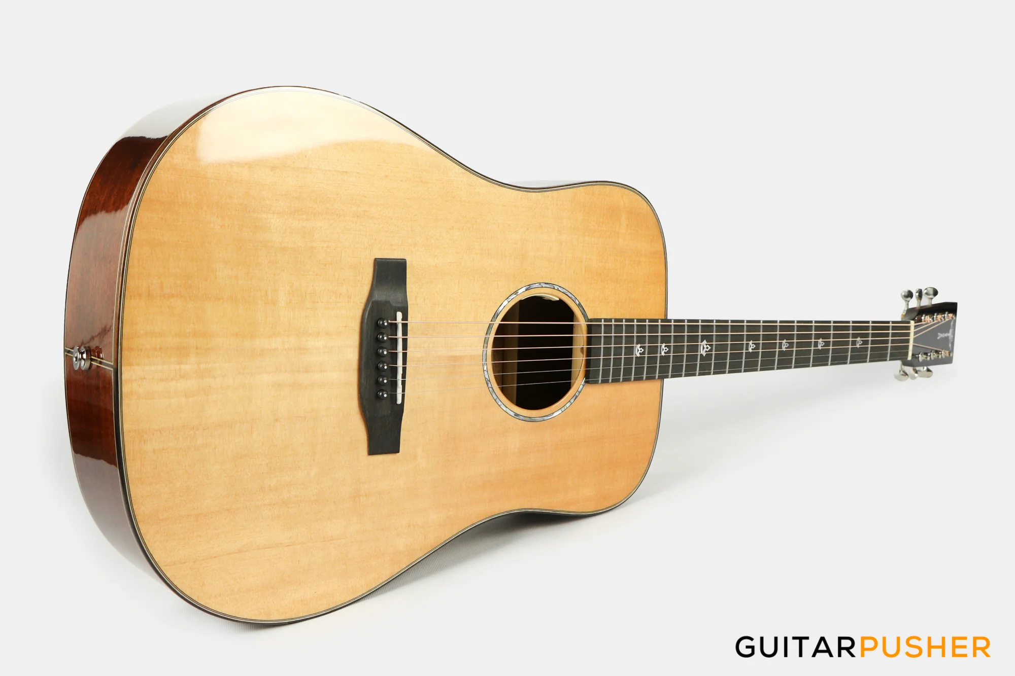 Tyma TD-10E Solid Sitka Spruce Top African Peach Core Dreadnought Acoustic-Electric Guitar with T-200 preamp - Image 11