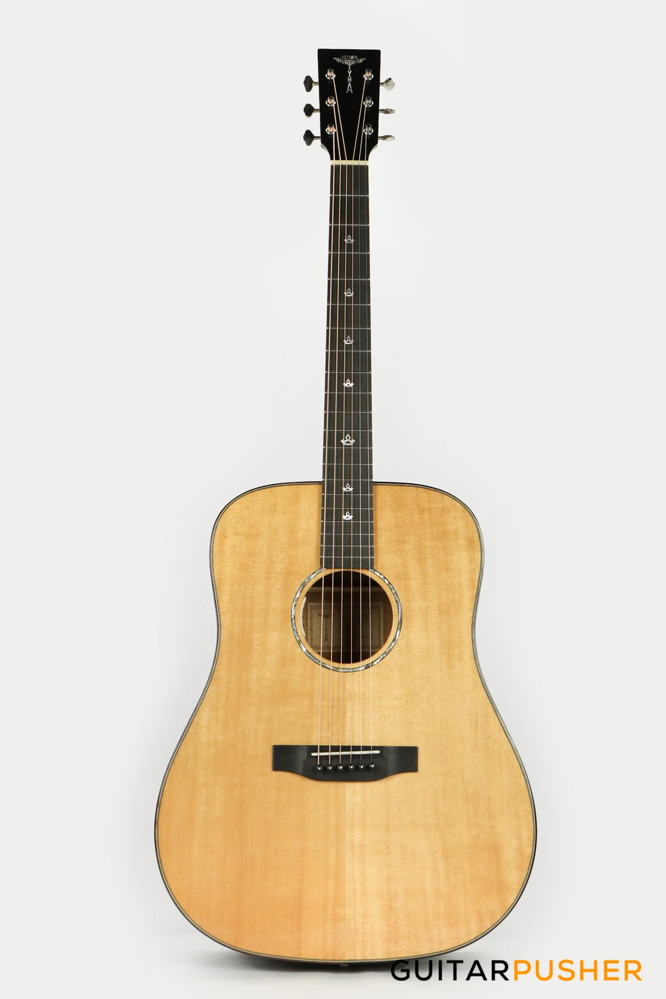 Tyma TD-10E Solid Sitka Spruce Top African Peach Core Dreadnought Acoustic-Electric Guitar with T-200 preamp - Image 3
