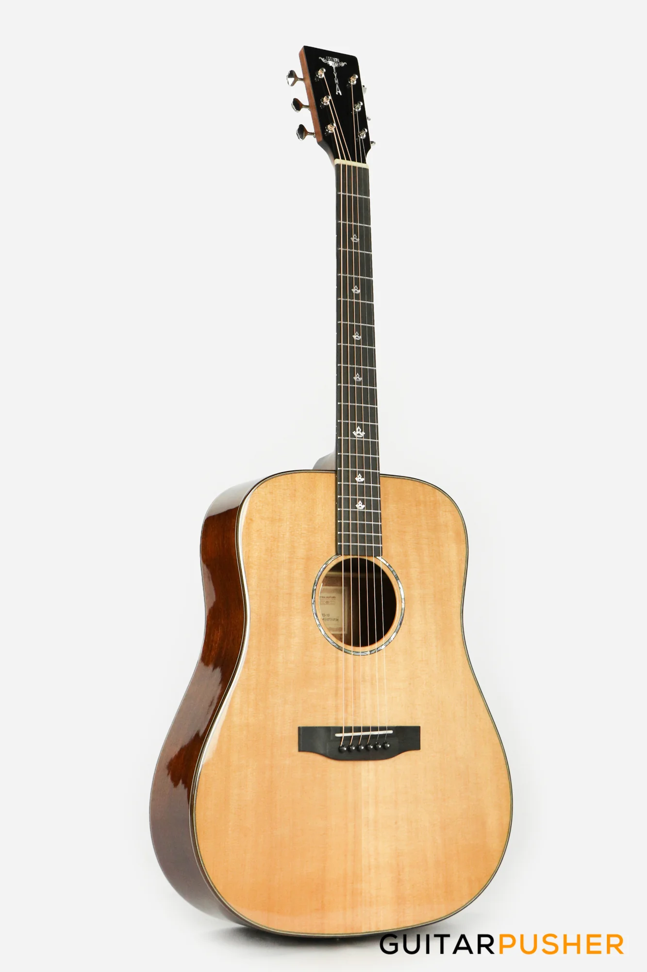 Tyma TD-10E Solid Sitka Spruce Top African Peach Core Dreadnought Acoustic-Electric Guitar with T-200 preamp - Image 4