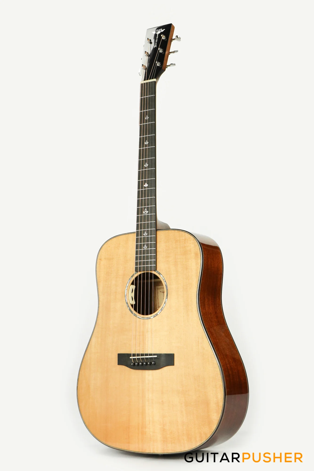 Tyma TD-10E Solid Sitka Spruce Top African Peach Core Dreadnought Acoustic-Electric Guitar with T-200 preamp - Image 8