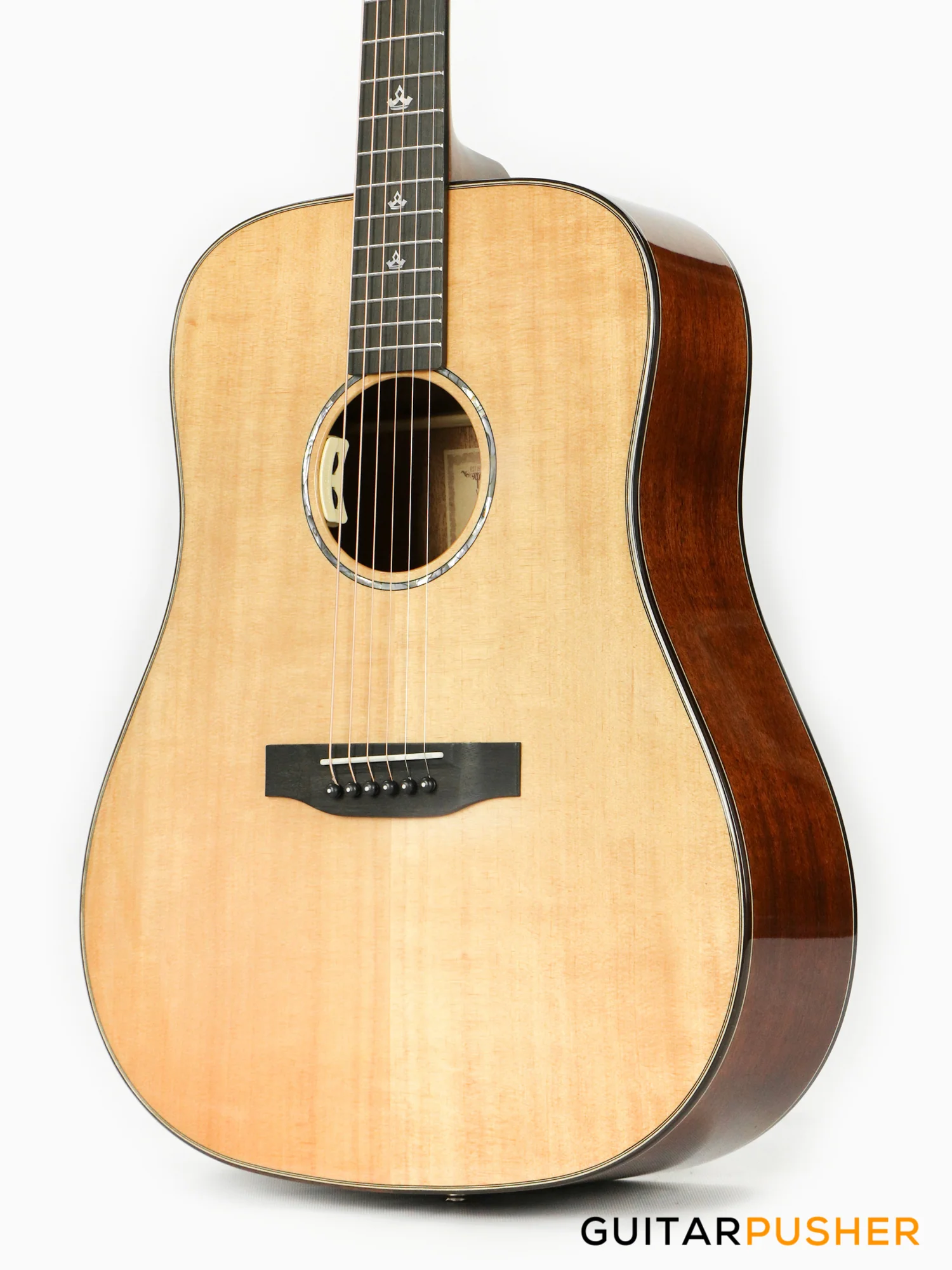 Tyma TD-10E Solid Sitka Spruce Top African Peach Core Dreadnought Acoustic-Electric Guitar with T-200 preamp - Image 9