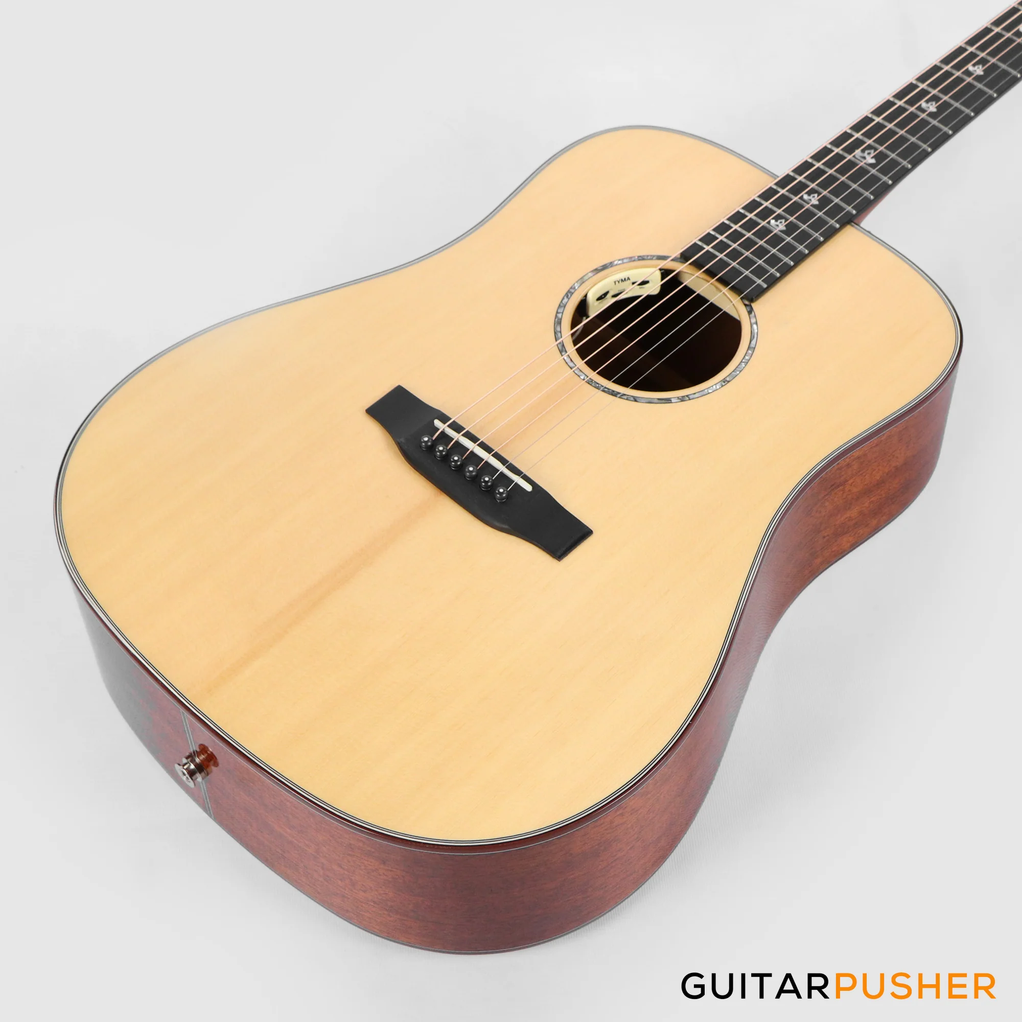 Tyma TD-10E Solid Sitka Spruce Top African Peach Core Dreadnought Acoustic-Electric Guitar with T-200 MAX preamp - Image 8