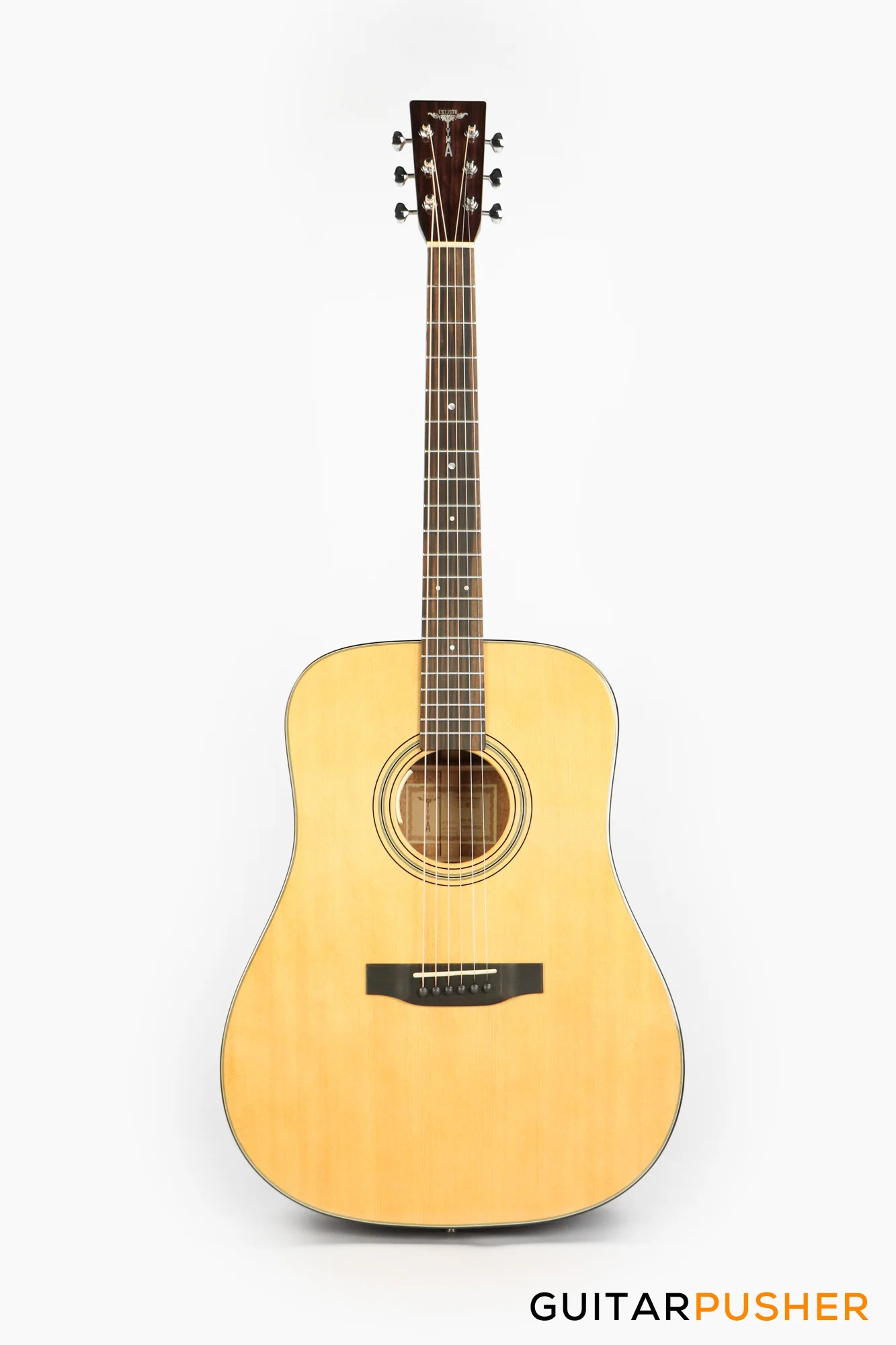 Tyma TD-18E All-Solid Wood Sitka Spruce Top Mahogany Dreadnought Acoustic-Electric Guitar w/ Fishman Matrix Infinity Blend Pickup System & Case - Image 2