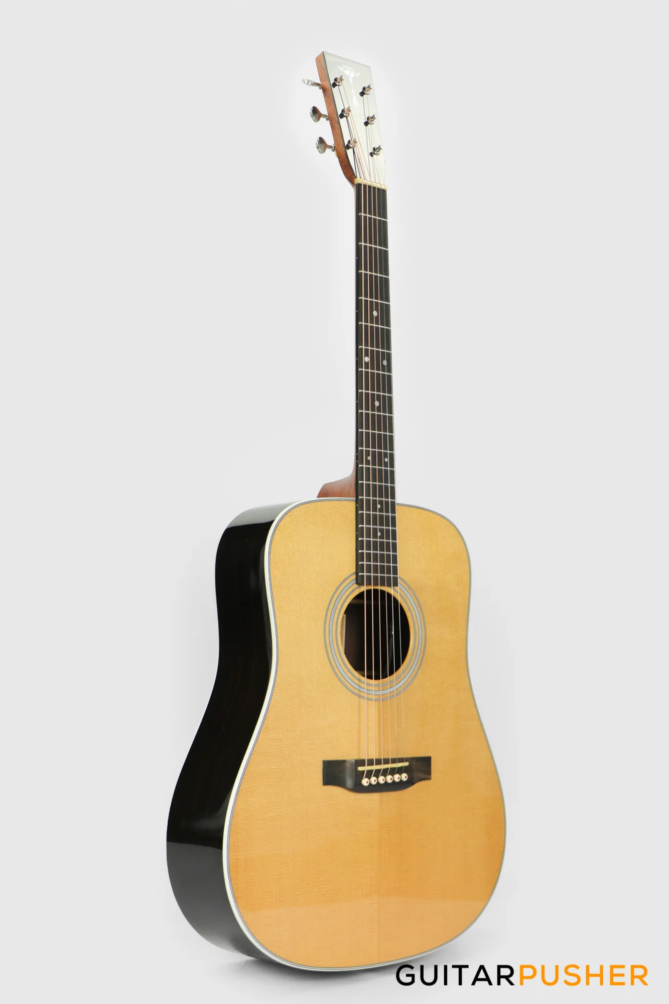 Tyma TD-28E All-Solid Wood Sitka Spruce Top Indian Rosewood Dreadnought Acoustic-Electric Guitar with Fishman Ellipse Matrix Blend Dual Pickups - Image 3