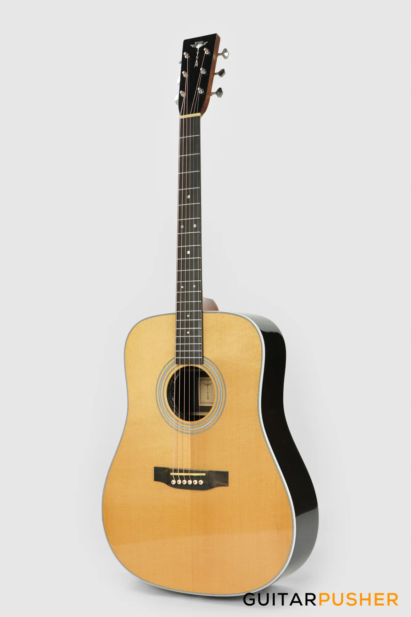 Tyma TD-28E All-Solid Wood Sitka Spruce Top Indian Rosewood Dreadnought Acoustic-Electric Guitar with Fishman Ellipse Matrix Blend Dual Pickups - Image 6