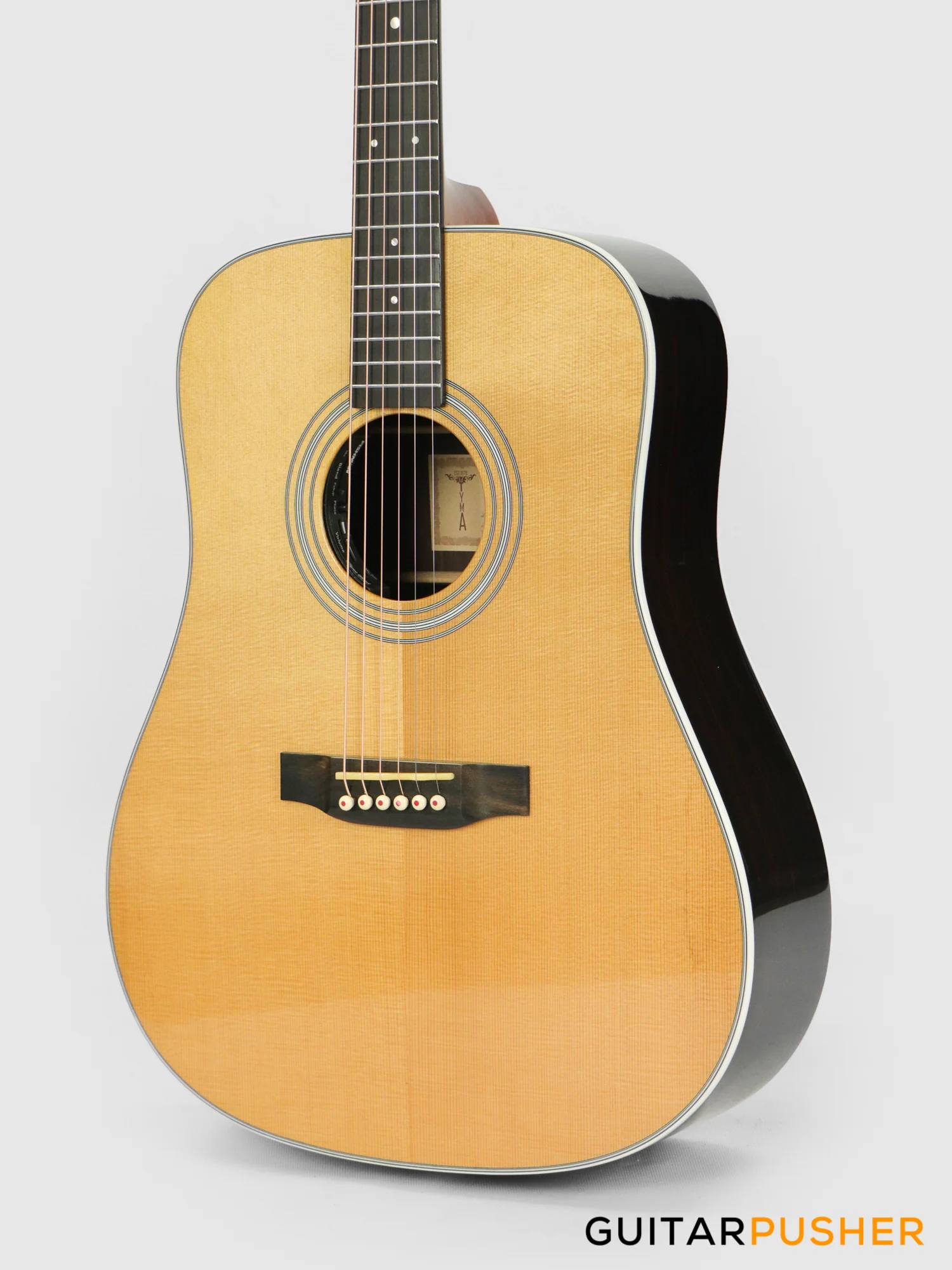Tyma TD-28E All-Solid Wood Sitka Spruce Top Indian Rosewood Dreadnought Acoustic-Electric Guitar with Fishman Ellipse Matrix Blend Dual Pickups - Image 7