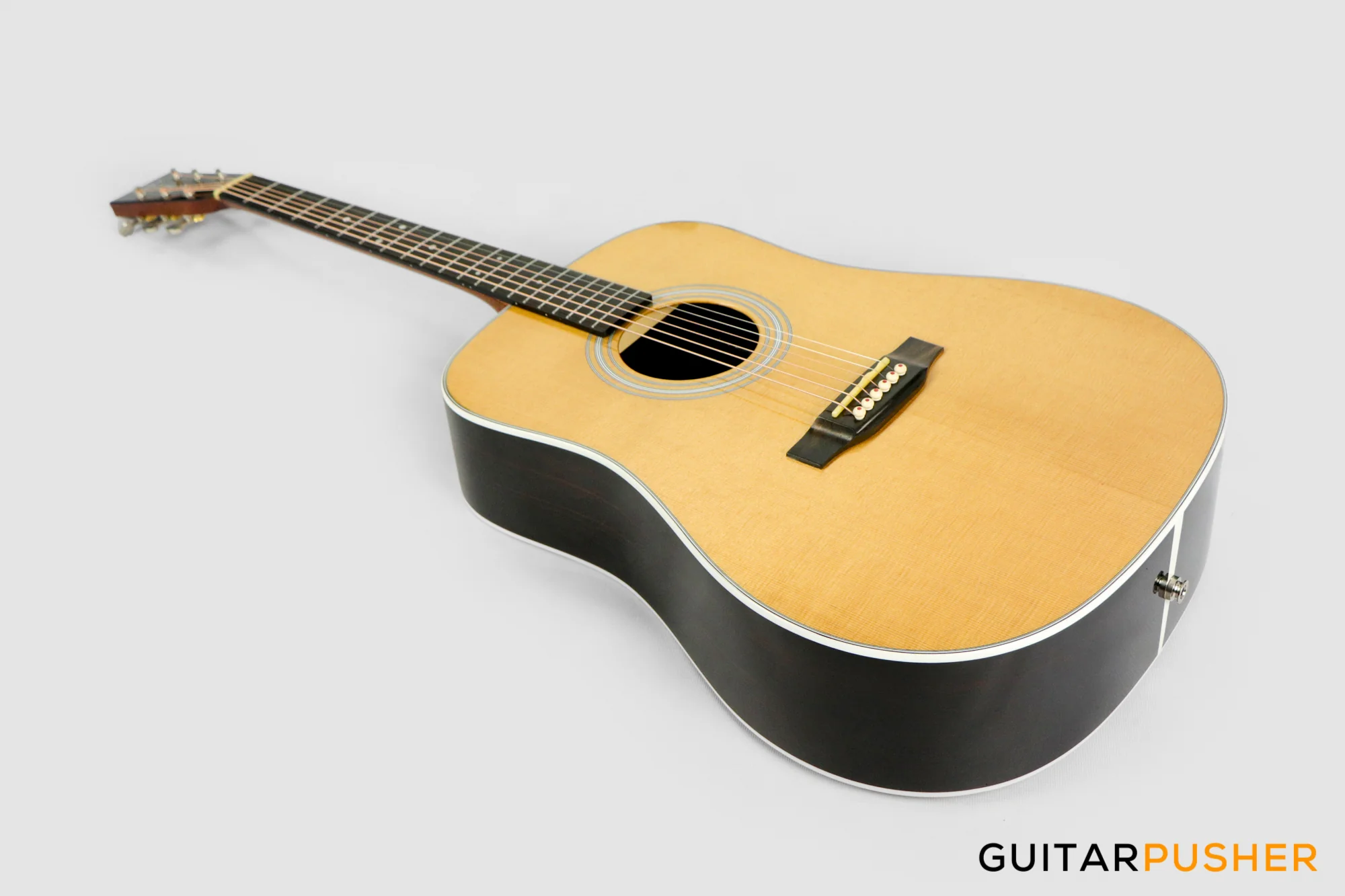 Tyma TD-28E All-Solid Wood Sitka Spruce Top Indian Rosewood Dreadnought Acoustic-Electric Guitar with Fishman Ellipse Matrix Blend Dual Pickups - Image 8