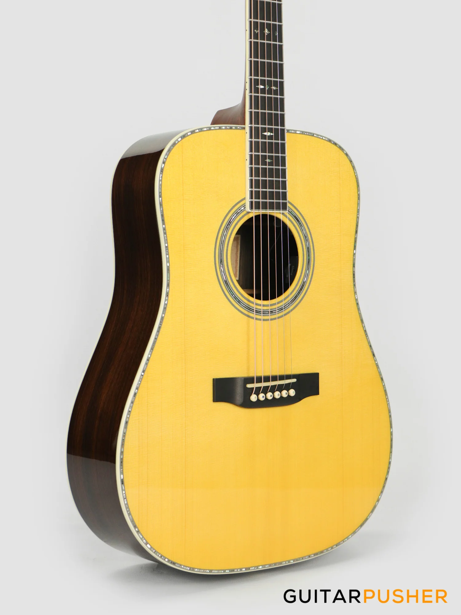 Tyma TD-28VE All-Solid Wood Sitka Spruce Top Indian Rosewood Dreadnought Acoustic-Electric Guitar with Fishman USA Elipse Matrix Pickup System & Case - Image 4