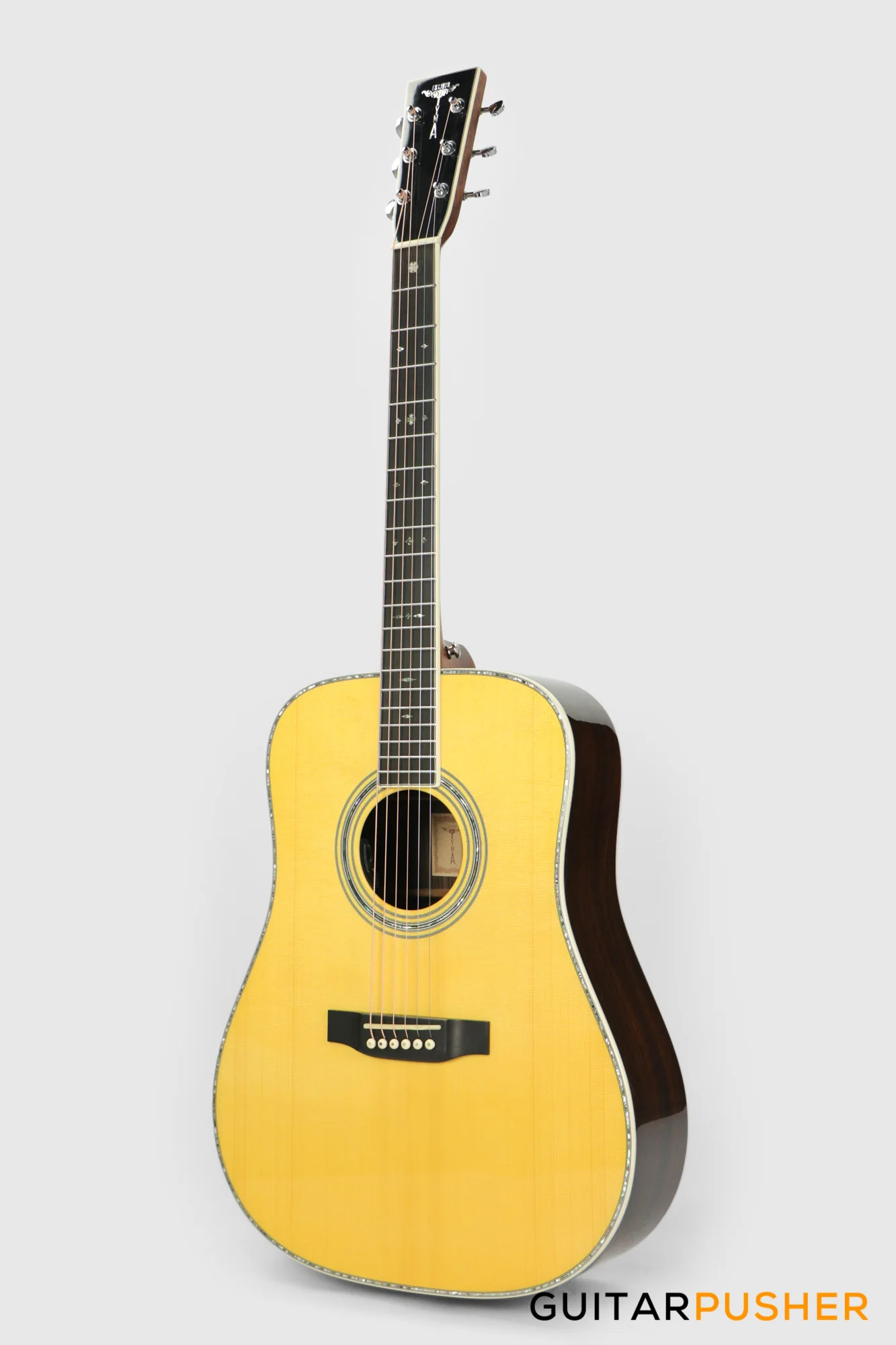 Tyma TD-28VE All-Solid Wood Sitka Spruce Top Indian Rosewood Dreadnought Acoustic-Electric Guitar with Fishman USA Elipse Matrix Pickup System & Case - Image 7