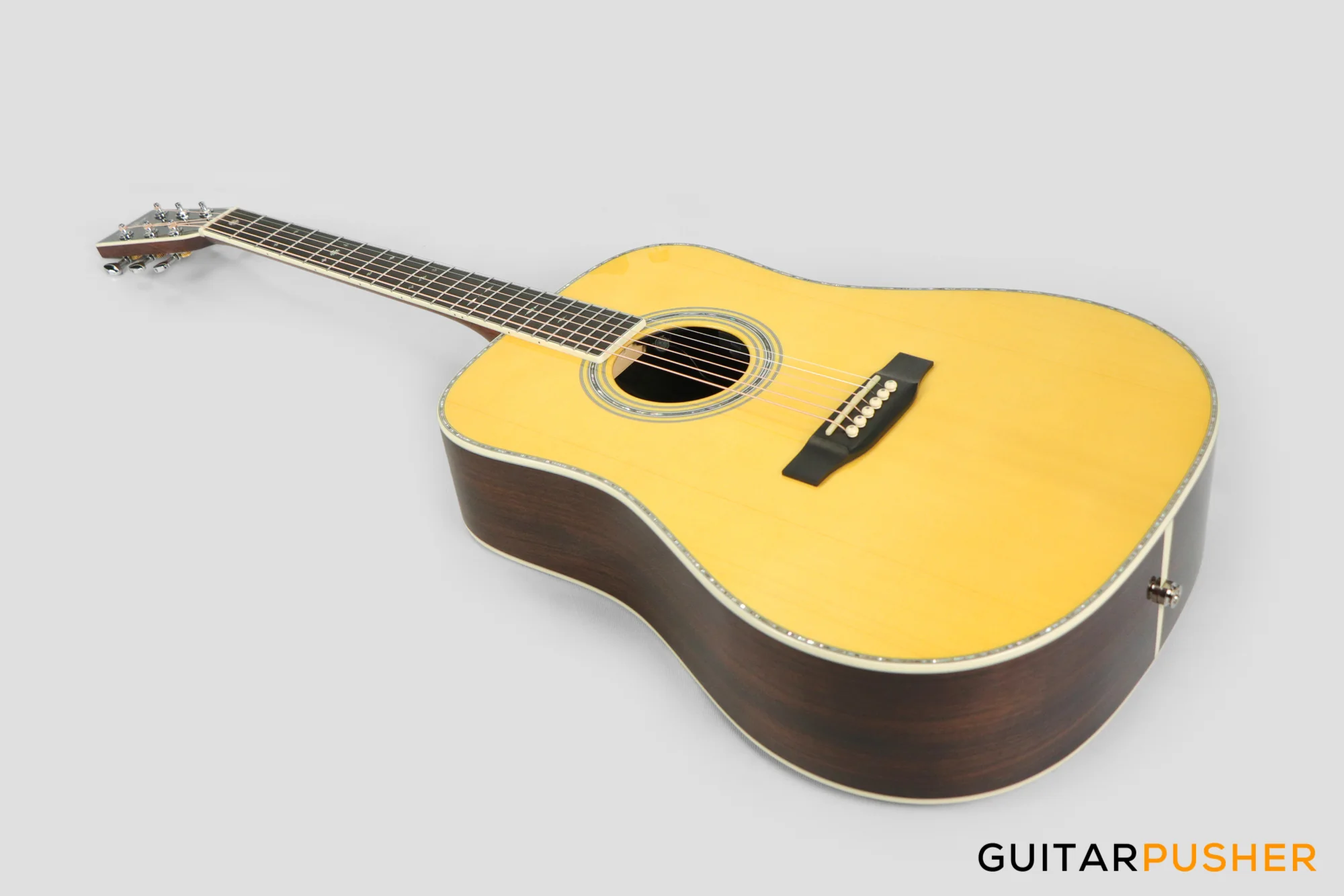 Tyma TD-28VE All-Solid Wood Sitka Spruce Top Indian Rosewood Dreadnought Acoustic-Electric Guitar with Fishman USA Elipse Matrix Pickup System & Case - Image 9