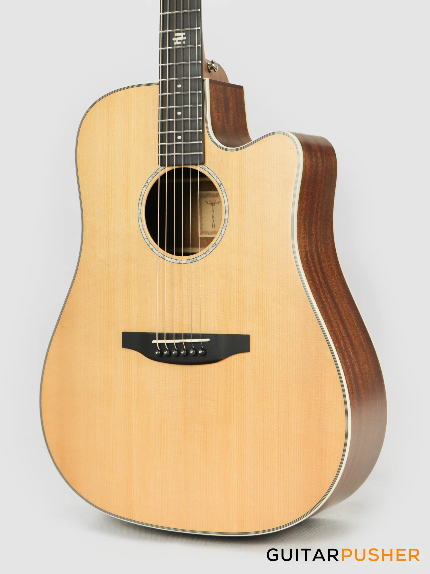 Tyma TD-5CE Solid Sitka Spruce Top Mahogany Dreadnought Acoustic-Electric Guitar with OS1 Pickup - Image 11