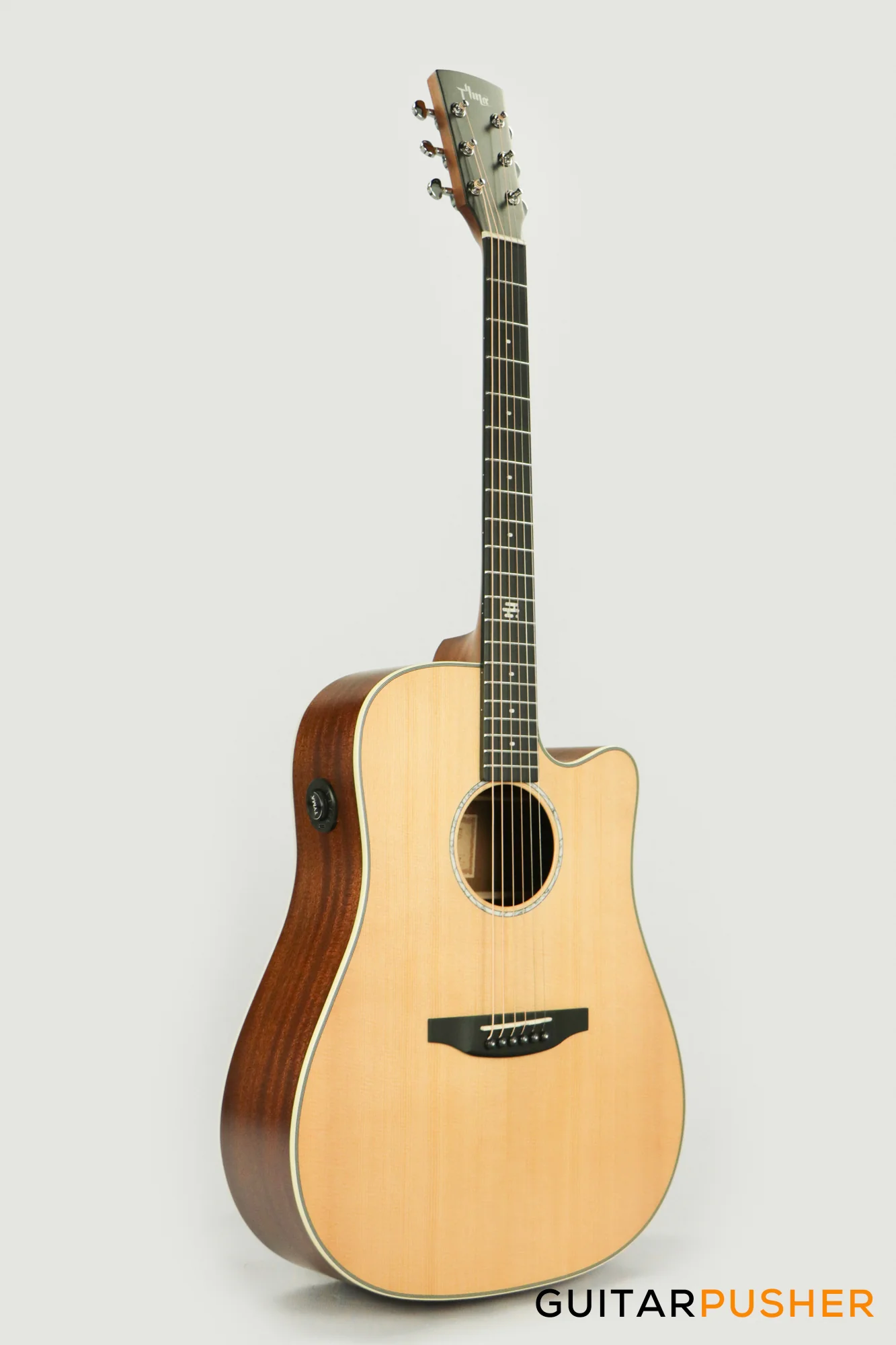 Tyma TD-5CE Solid Sitka Spruce Top Mahogany Dreadnought Acoustic-Electric Guitar with OS1 Pickup - Image 4