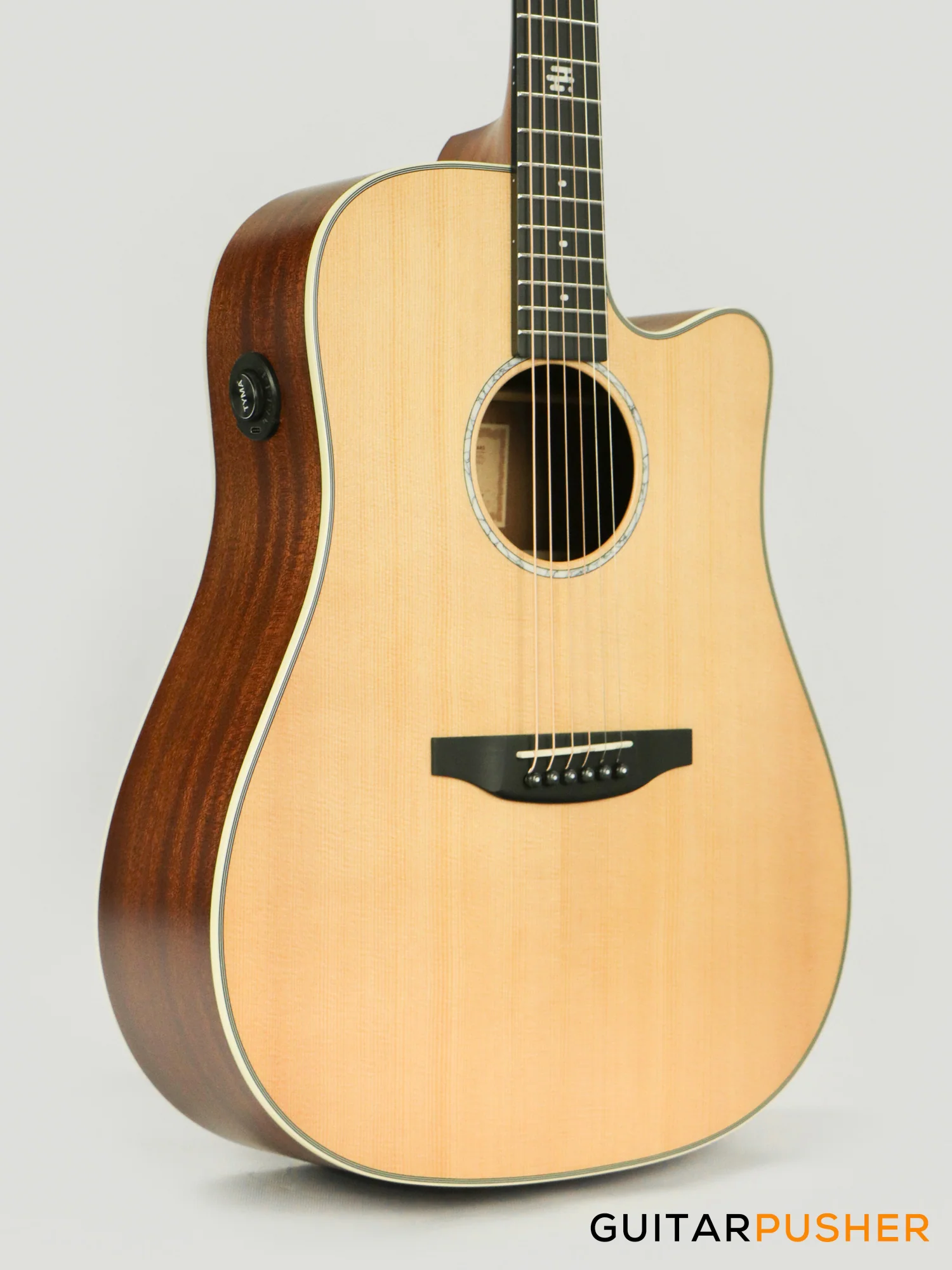 Tyma TD-5CE Solid Sitka Spruce Top Mahogany Dreadnought Acoustic-Electric Guitar with OS1 Pickup - Image 5
