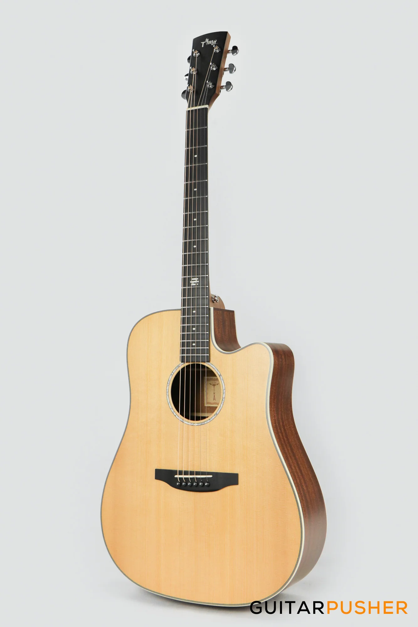 Tyma TD-5CE Solid Sitka Spruce Top Mahogany Dreadnought Acoustic-Electric Guitar with OS1 Pickup - Image 9