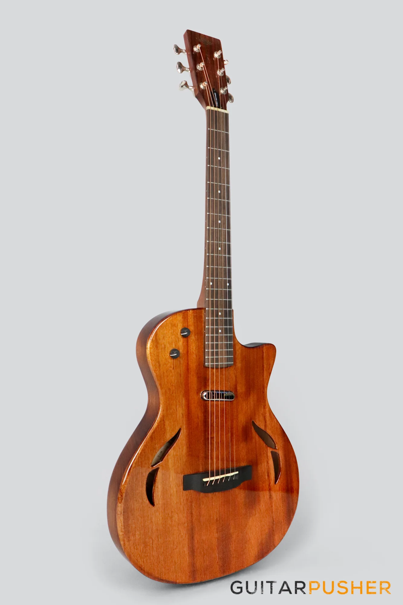 Tyma TE-1 Hollowbody Electric Guitar - Natural - Image 3