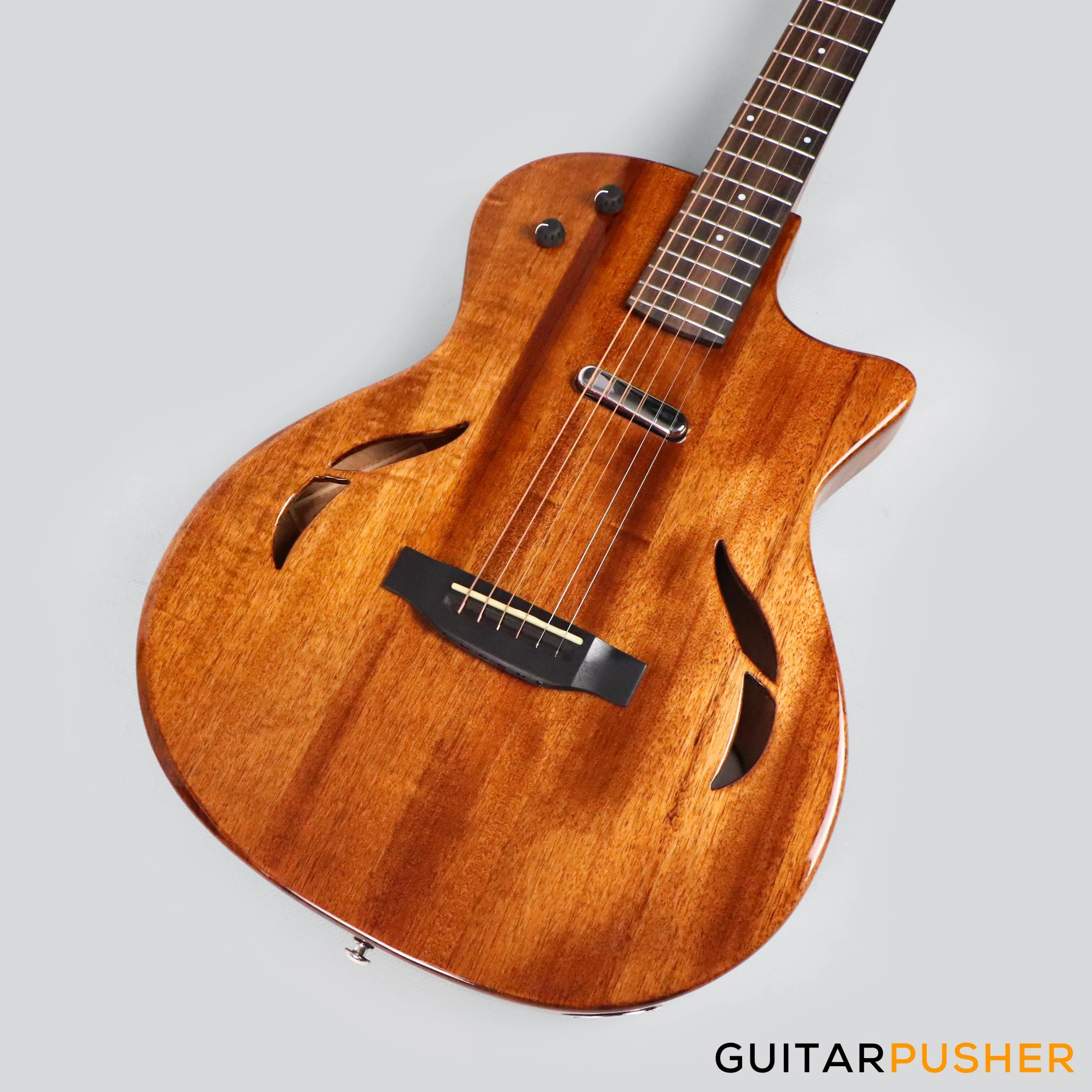 Tyma TE-1 Hollowbody Electric Guitar - Natural - Image 6