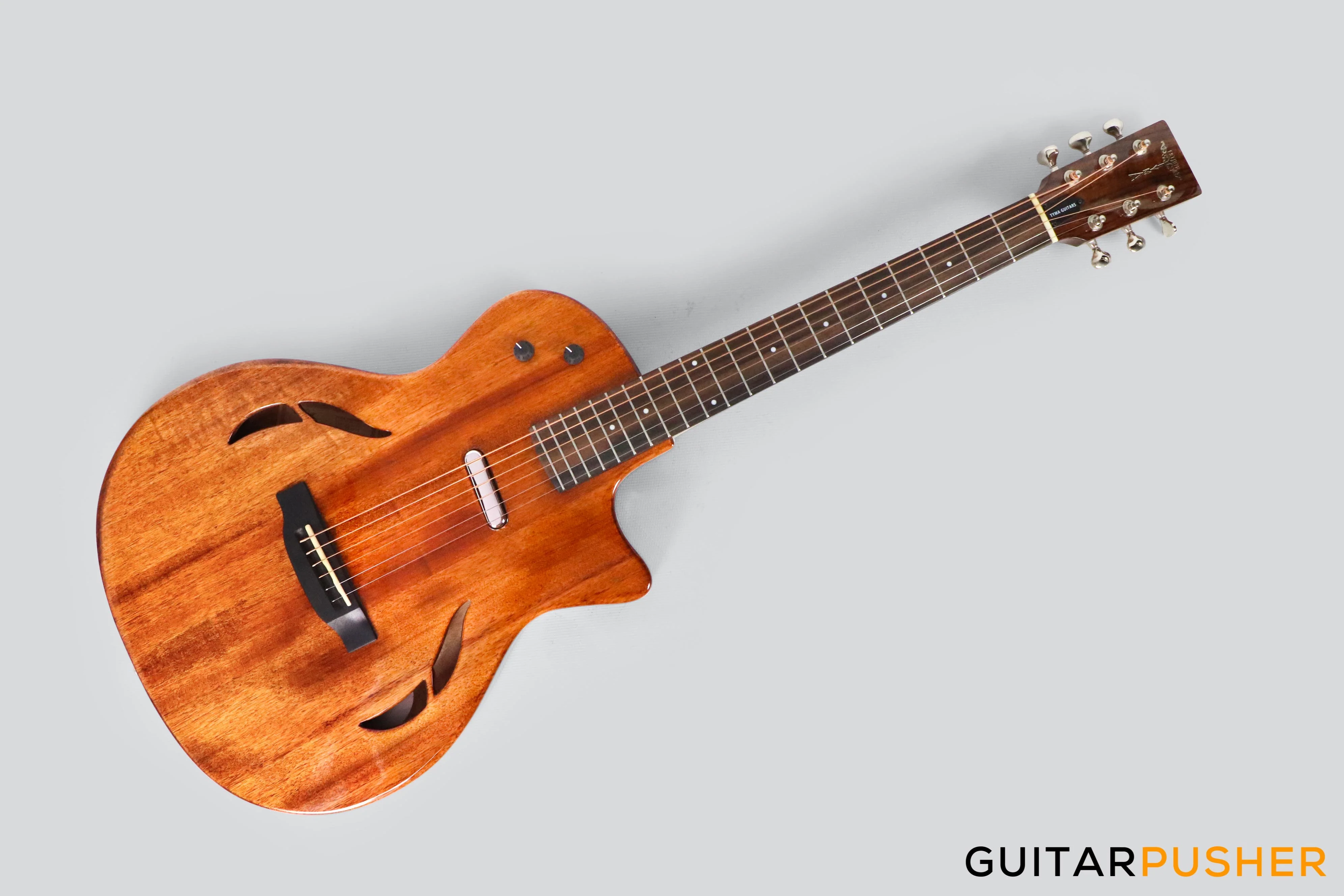 Tyma TE-1 Hollowbody Electric Guitar - Natural - Image 7