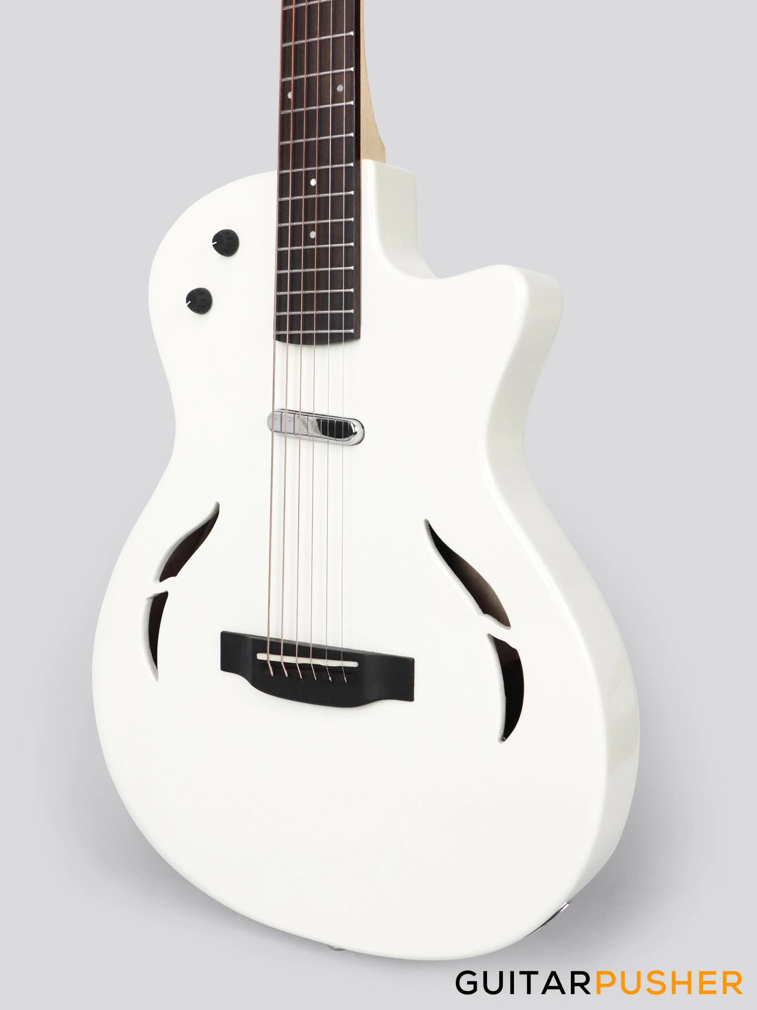 Tyma TE-1 Hollowbody Electric Guitar - White - Image 3