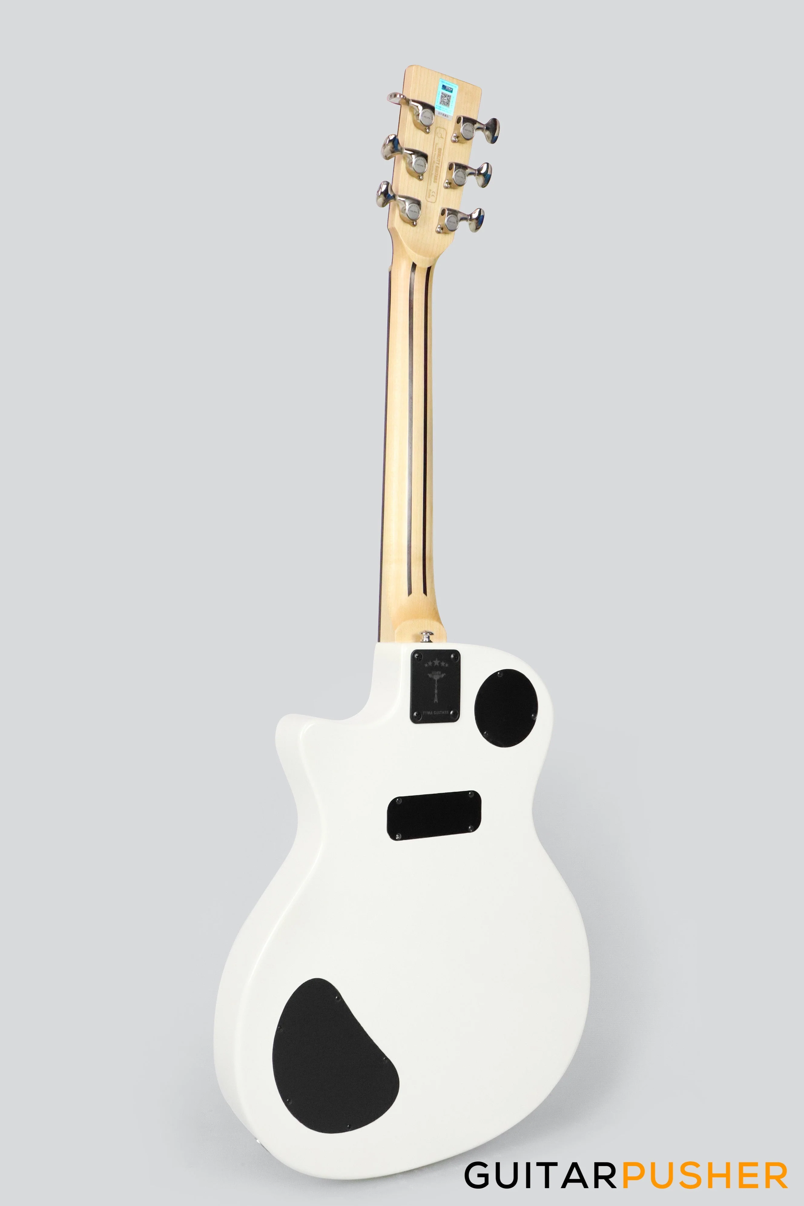 Tyma TE-1 Hollowbody Electric Guitar - White - Image 4
